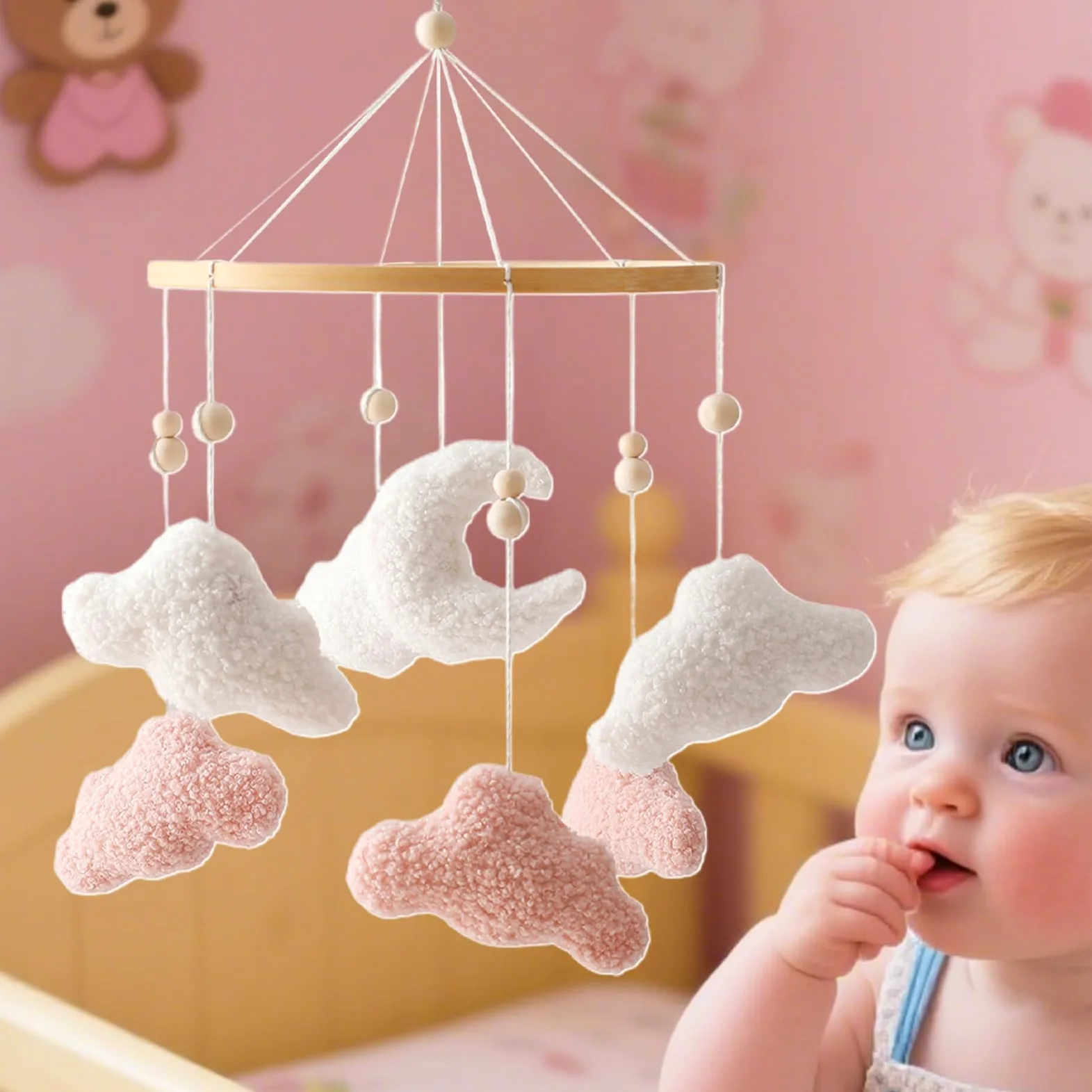 Giostrina per Culla Peluche a per arredo nursery | mobile rosa per culla per Passeggino Seggiolino Auto Camera da Camera Regalo
