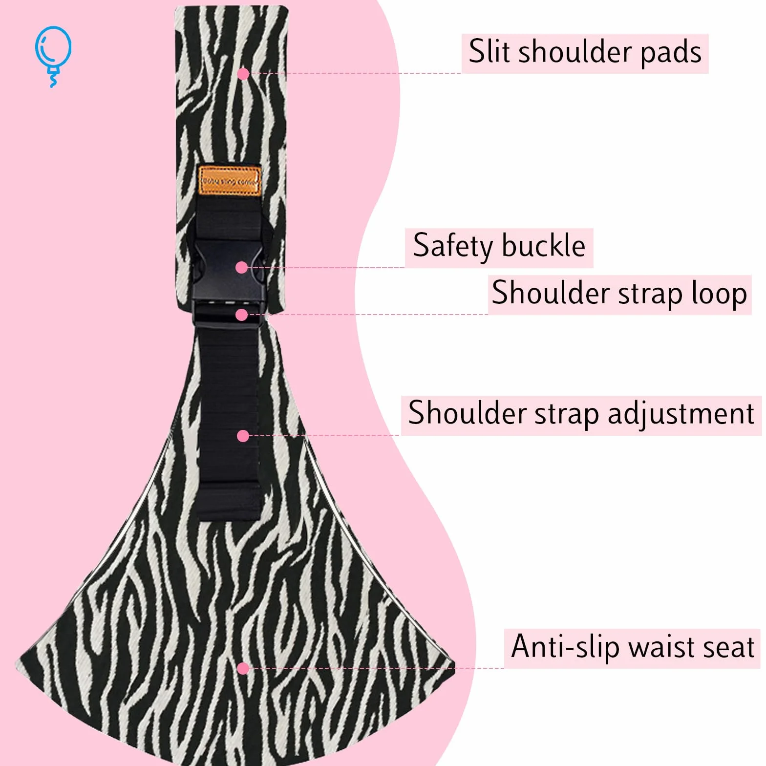Marsupio Neonato 6-36 Mesi Regolabile Fascia Porta Bebe per Dormire Supporto Stabile Baby Carrier Leggero e Traspirante Laterale Porta Bambino Accessori per Neonati (Strisce Zebra)