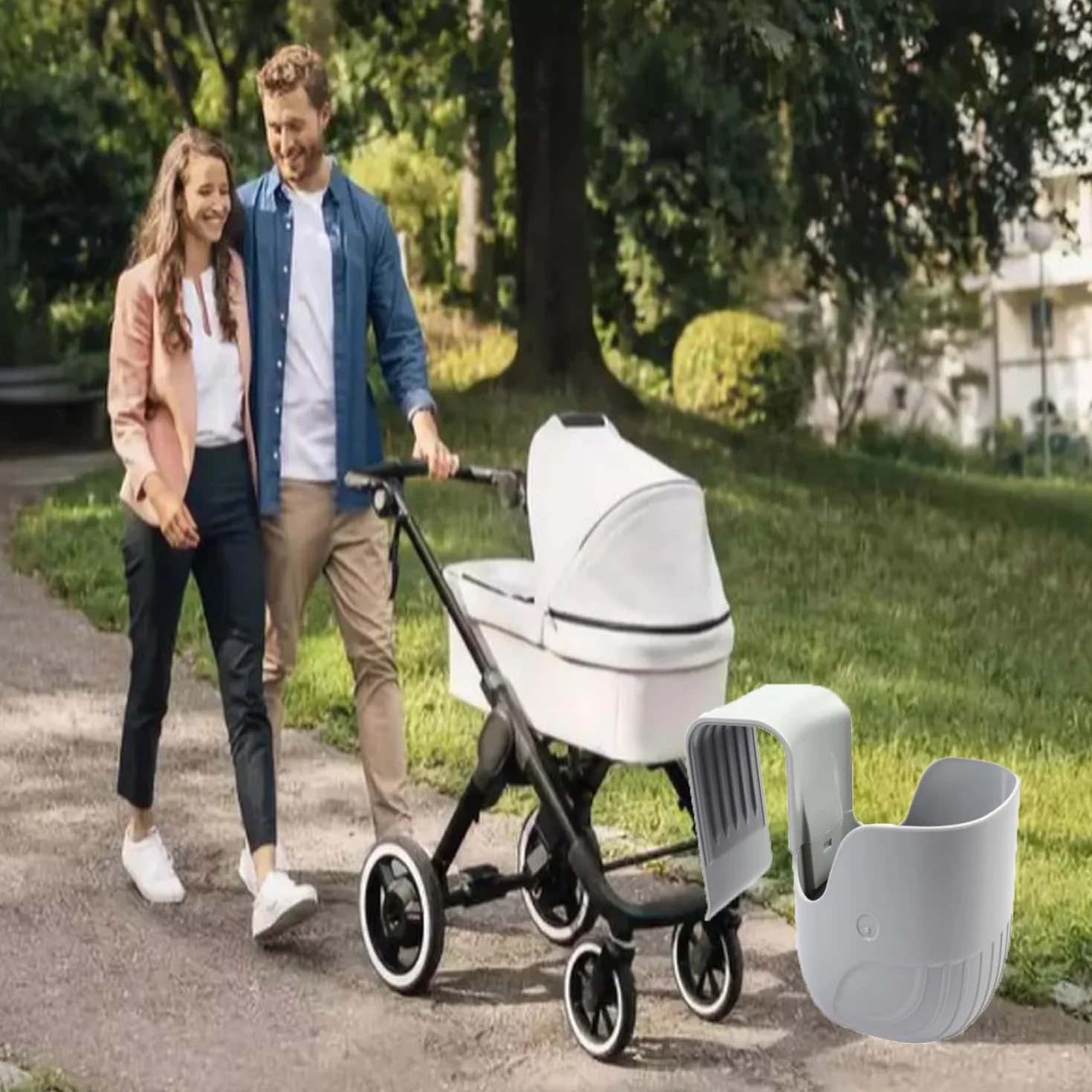 Portabicchieri per Auto, Convertibili, Compatibili con la Maggior Parte dei Seggiolini Auto e Passeggini, Grigio, ABS