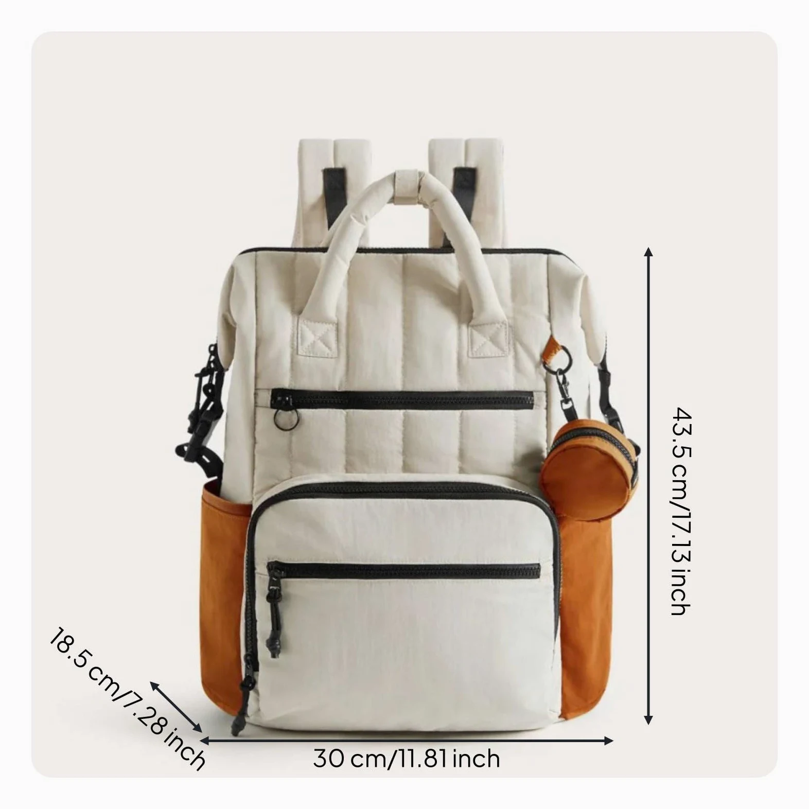 Baoblaze Borsa Fasciatoio Impermeabile Zaino Neonato Borsa Mamma Borsa Passeggino Organizzata con Ampia Apertura Multiple Spallacci Imbottiti Ergonomici, Beige+Arancione