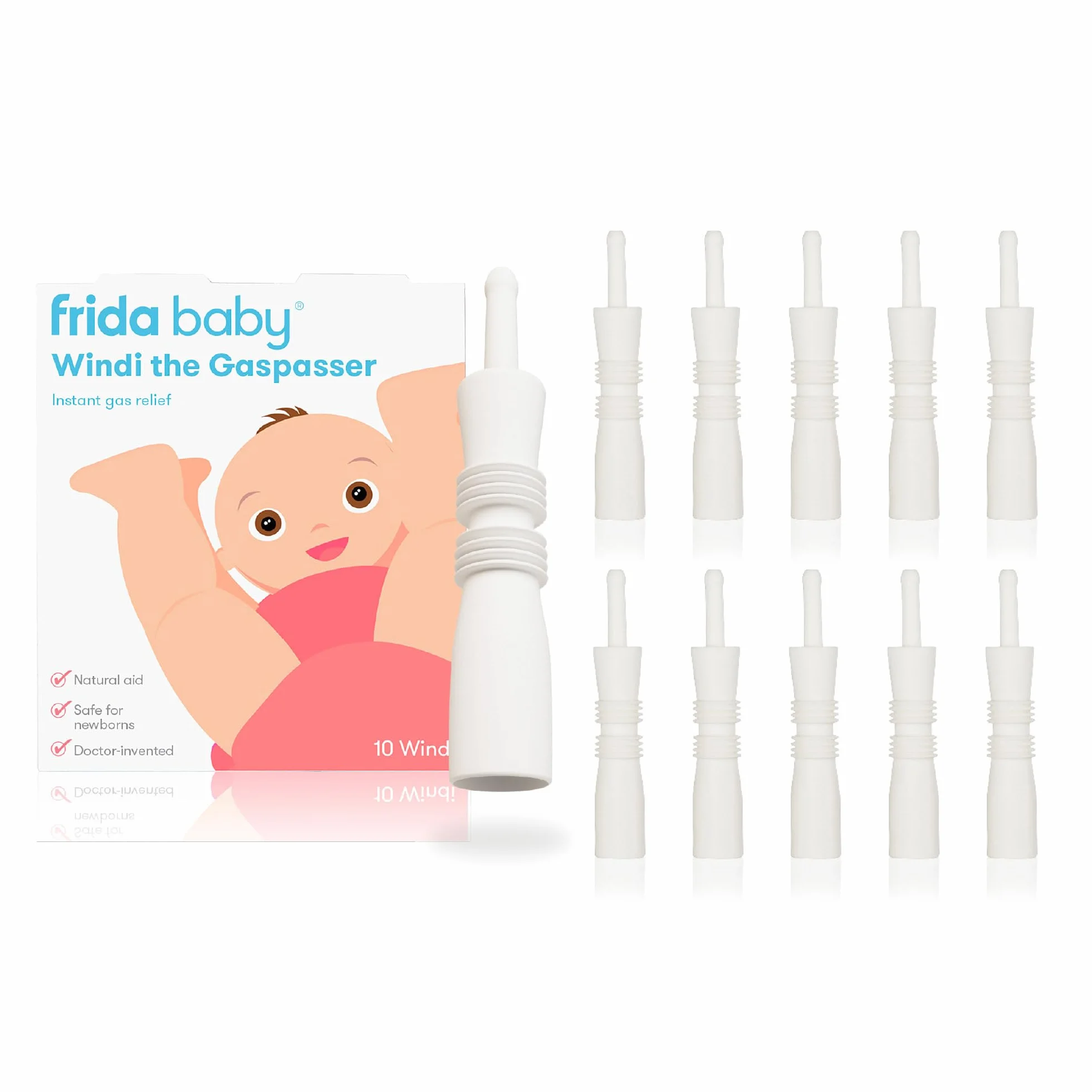 Frida Baby Windi Sondino Neonati per Coliche e Gas – 10 Pezzi Usa e Getta – Sollievo Naturale da Coliche e Stitichezza, Sicuro e Senza BPA