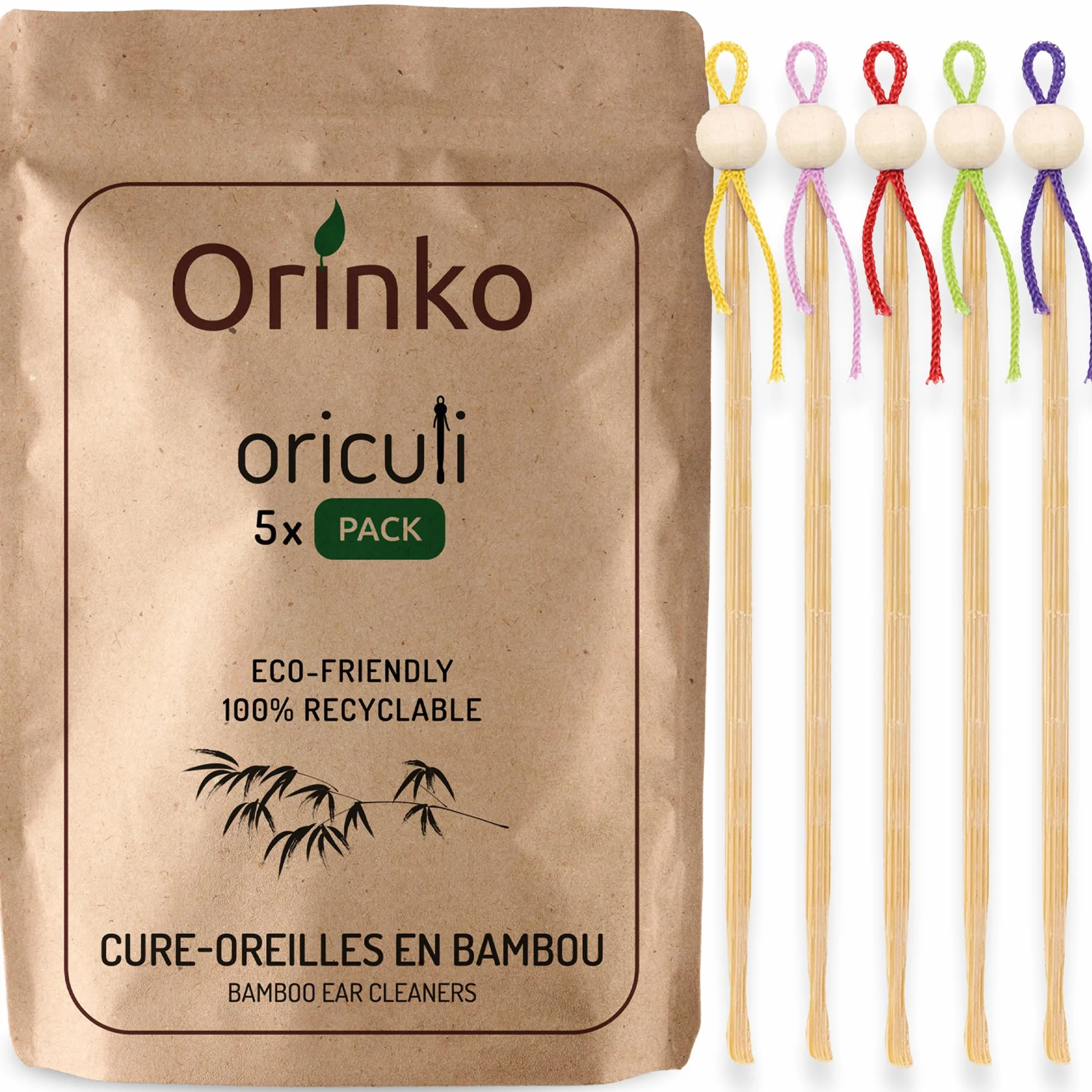 5 Oriculi Riutilizzabile di Bambù per la Pulizia dell’Orecchio - Sostituto Ecologico dei Cotton Fioc - Pulitore Orecchie Ecologico - Rimozione del Cerume | Soddisfatti o Rimborsati Entro 30 Giorni
