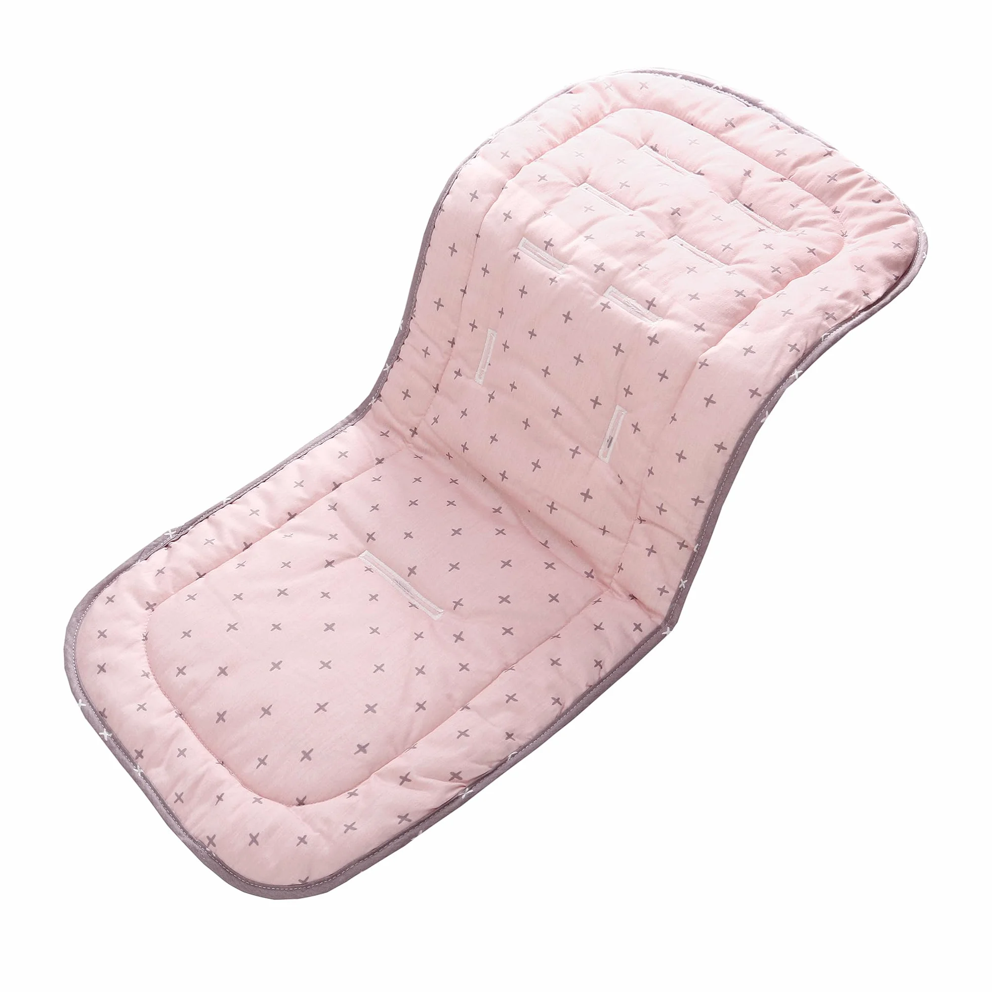 Miracle Baby Riduttore Passeggino Universale Neonato,Copriseduta per Passeggini,Morbido & Reversibile in Puro Cotone Copri Seggiolino Auto,Infant Cuscino Pad (Croce Rosa Grigia)