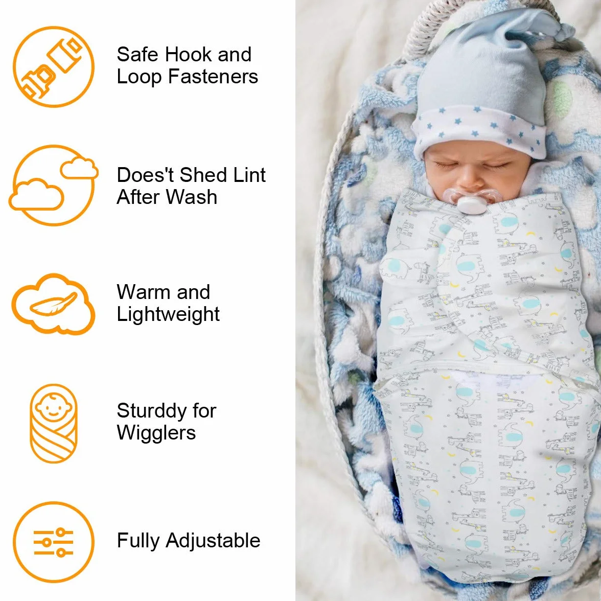Vicloon Baby Swaddle Coperta, 2Pcs Copertina Avvolgente Regolabile per Neonato, Sacco Nanna Swaddle per Bebè, Copertina Fasciante Sacchi Nanna in Morbido Cotone per Neonati