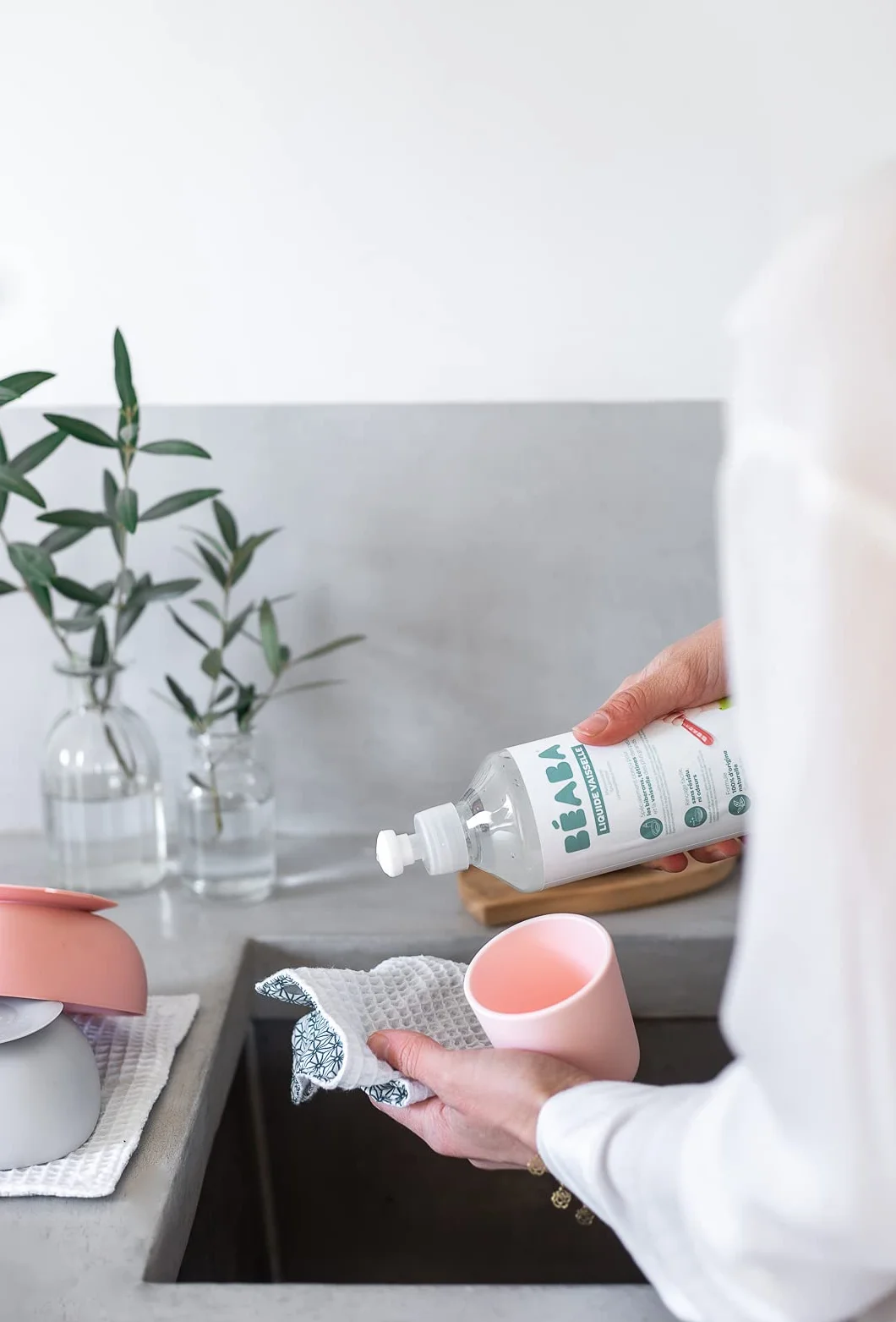 BÉABA, Detergente per biberon e accessori per la pappa, 100% di origine naturale, prodotto in Francia, senza profumo, flaconi 100% biodegradabili, lotto di 2x500 ml