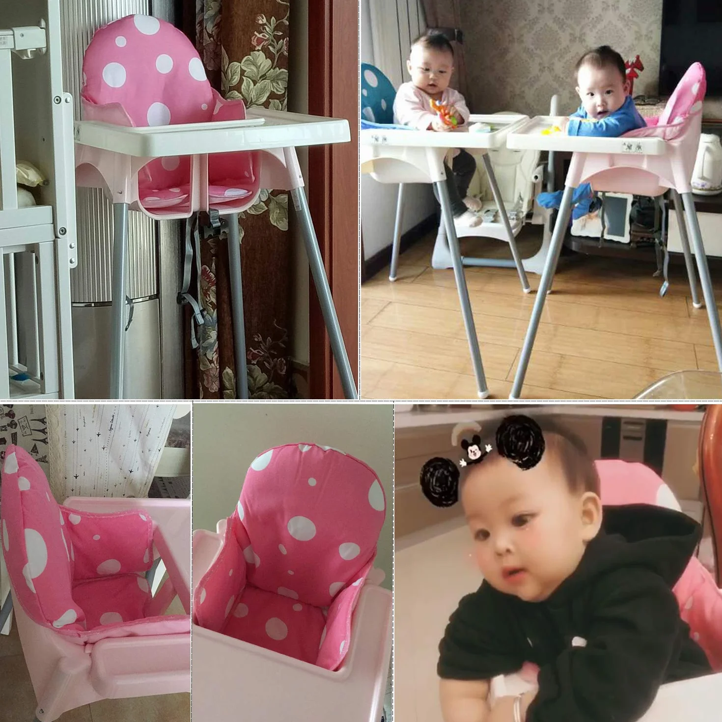 ZARPMA Cuscino compatibile con seggiolone IKEA Antilop, nuova versione per seggiolone, lavabile, pieghevole, imbottitura per sedia per bambini, colore rosa
