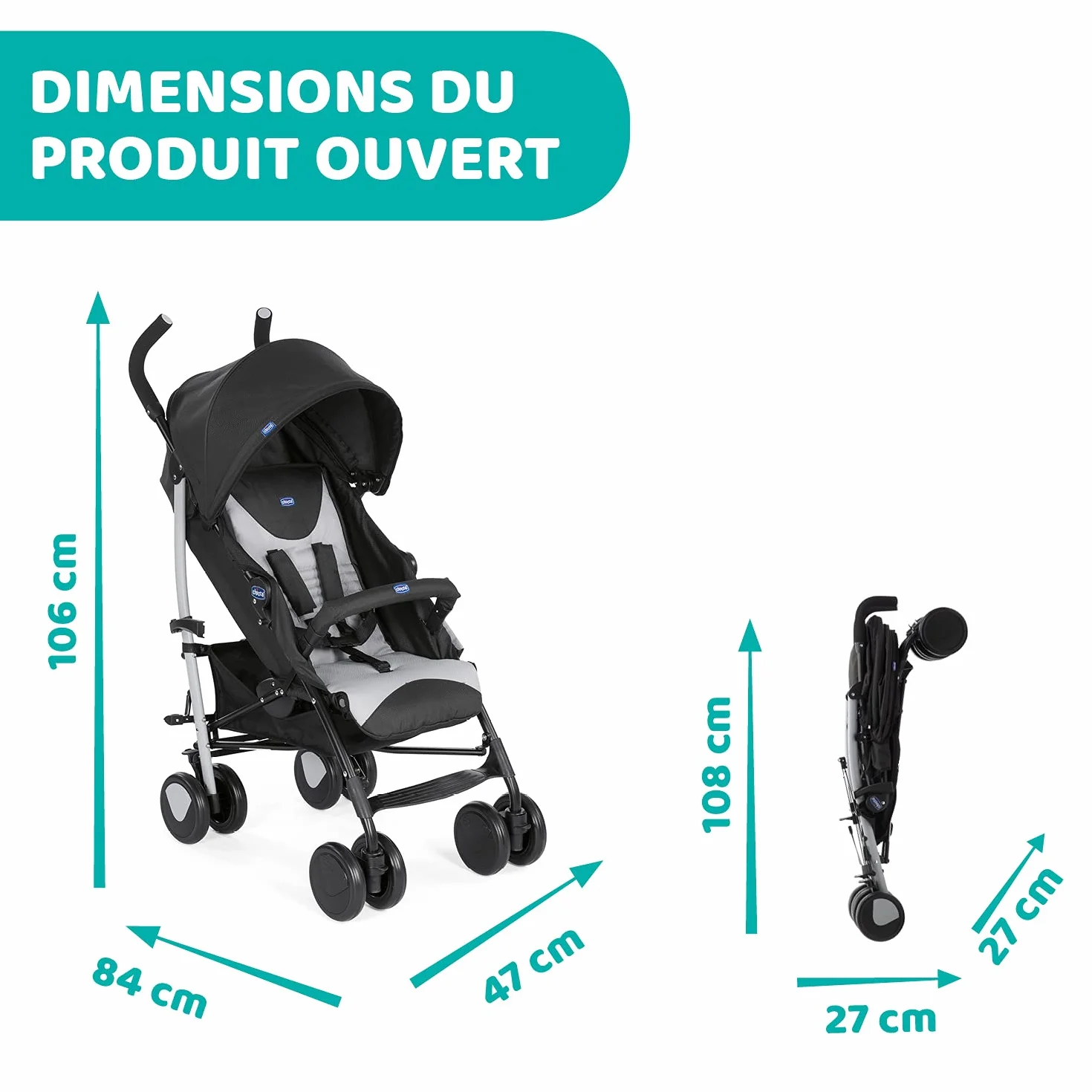 Chicco Echo Passeggino con Manicotto, Grigio
