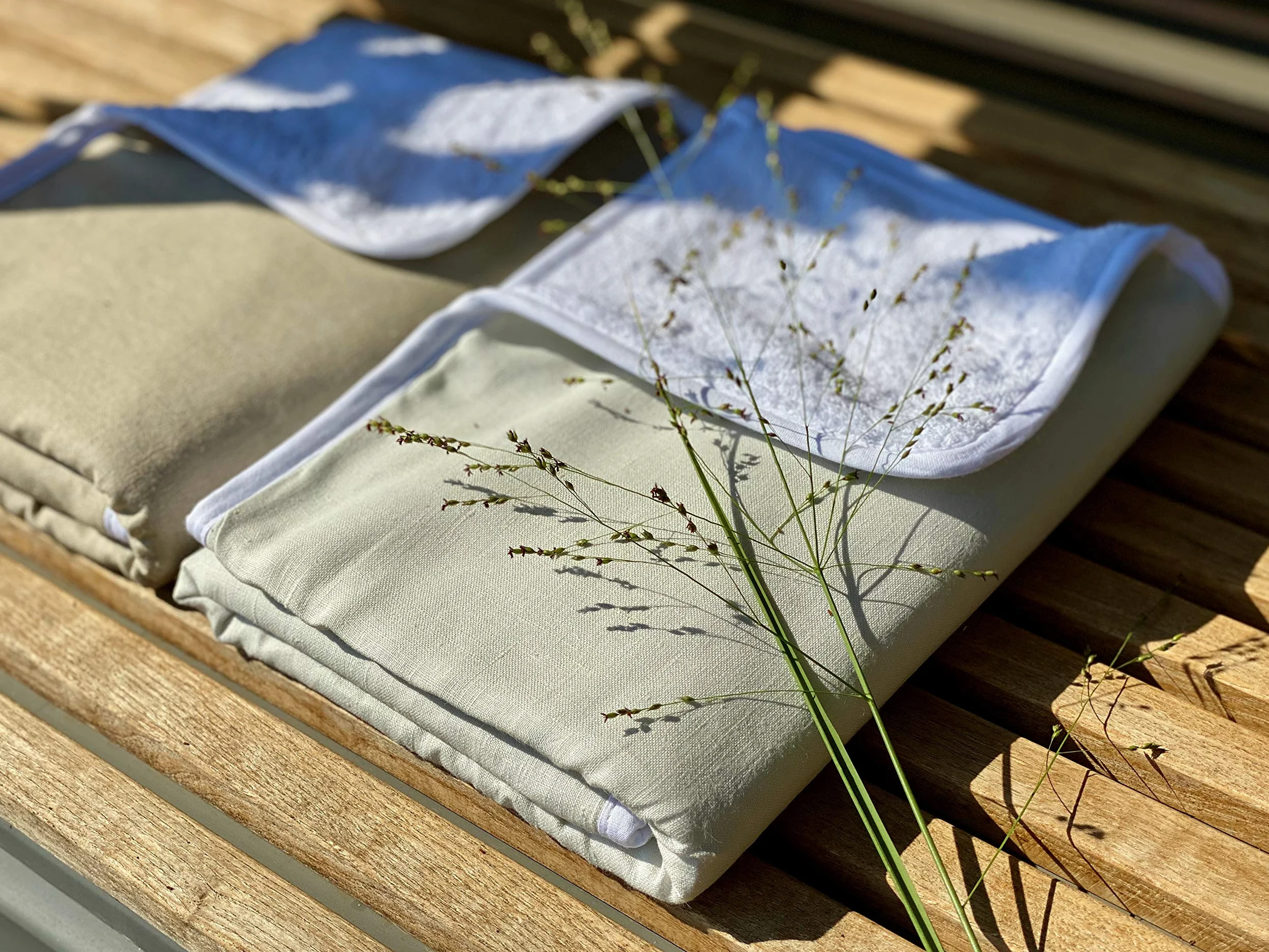 KraftKids - Fasciatoio per pannolini in lino leggero e verde, 100% cotone, impermeabile, da viaggio