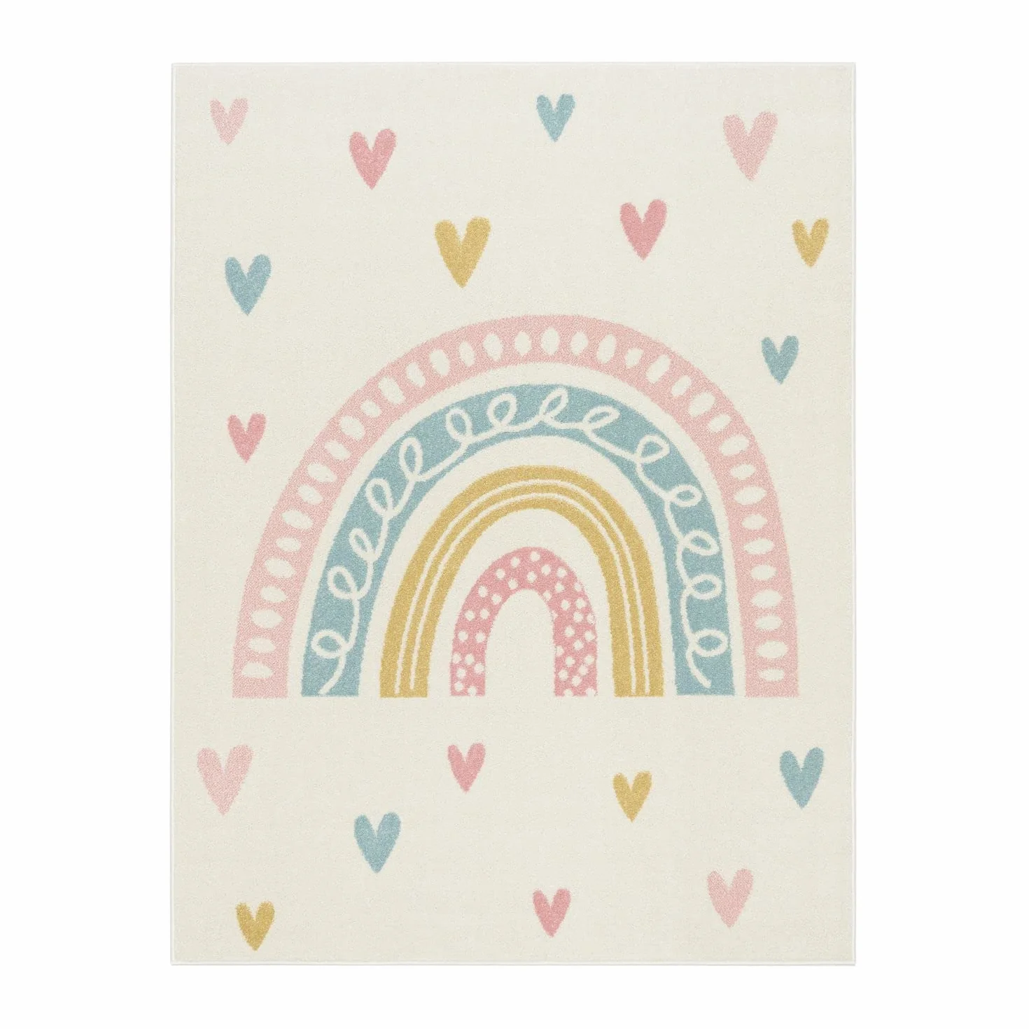 TT Home Tappeto Bambini Cameretta Bambina Ragazzi Moderno Arcobaleno Nuvola Motivo Con Animale Colorato, Colore:Crema4, Dimensione:80x150 cm