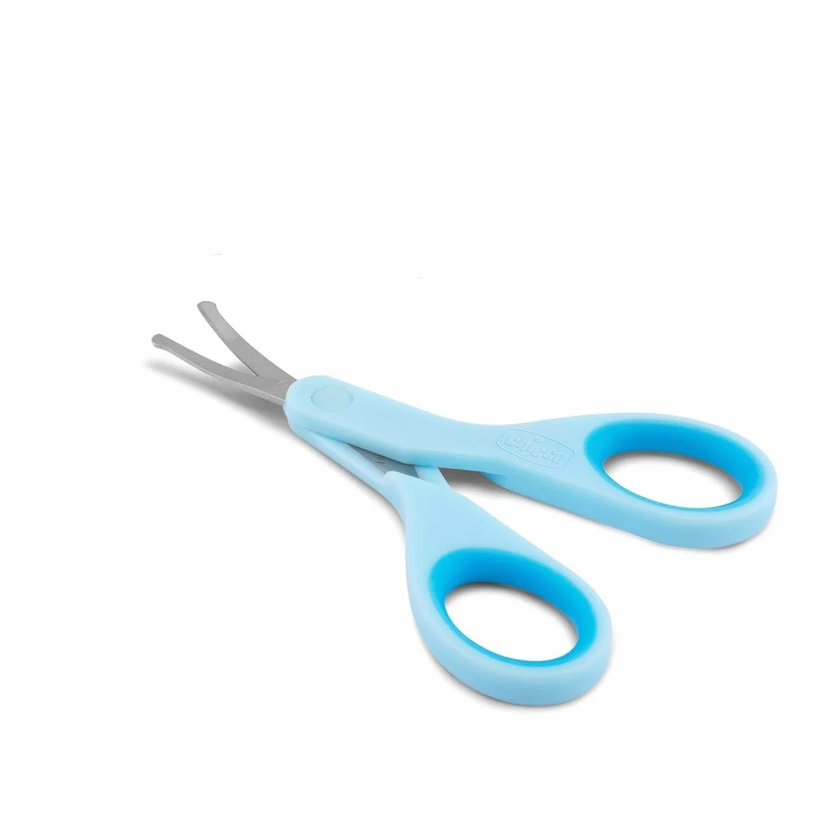 Chicco Forbicine Unghie per Neonati e Bambini, Forbicine in Acciaio Inox con Lame Ricurve e Punte Arrotondate, Cappuccio Protettivo, Impugnatura in Gomma Antiscivolo - Neonato 0+ Mesi, Azzurro