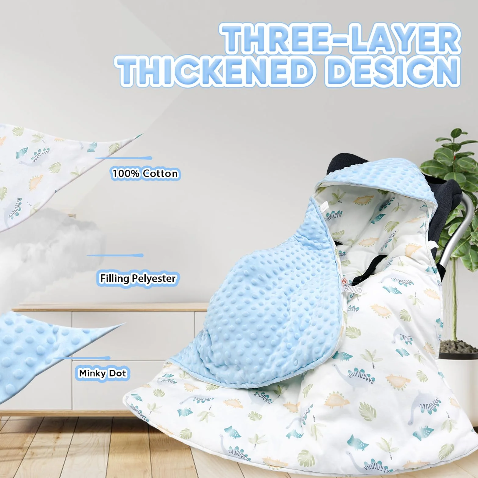 LAT Coperta Invernale per Passeggino, 90x90cm Universale Coperta Ovetto per Neonati, Cotone Copertina Sacco Ovetto per Passeggino Seggiolino Auto Carrozzina
