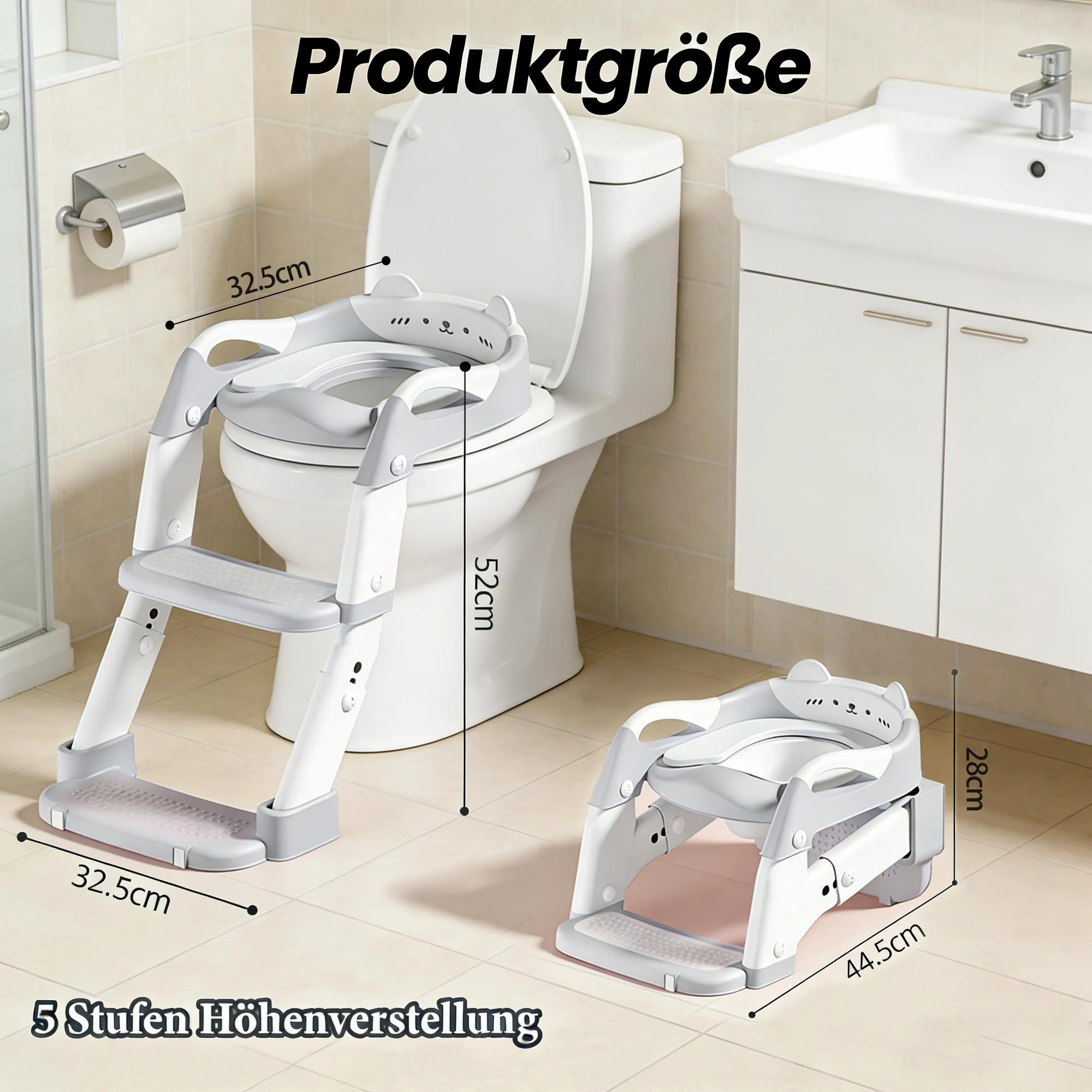 Sedile WC 3 in 1 per bambini con scale per ragazzi e ragazze