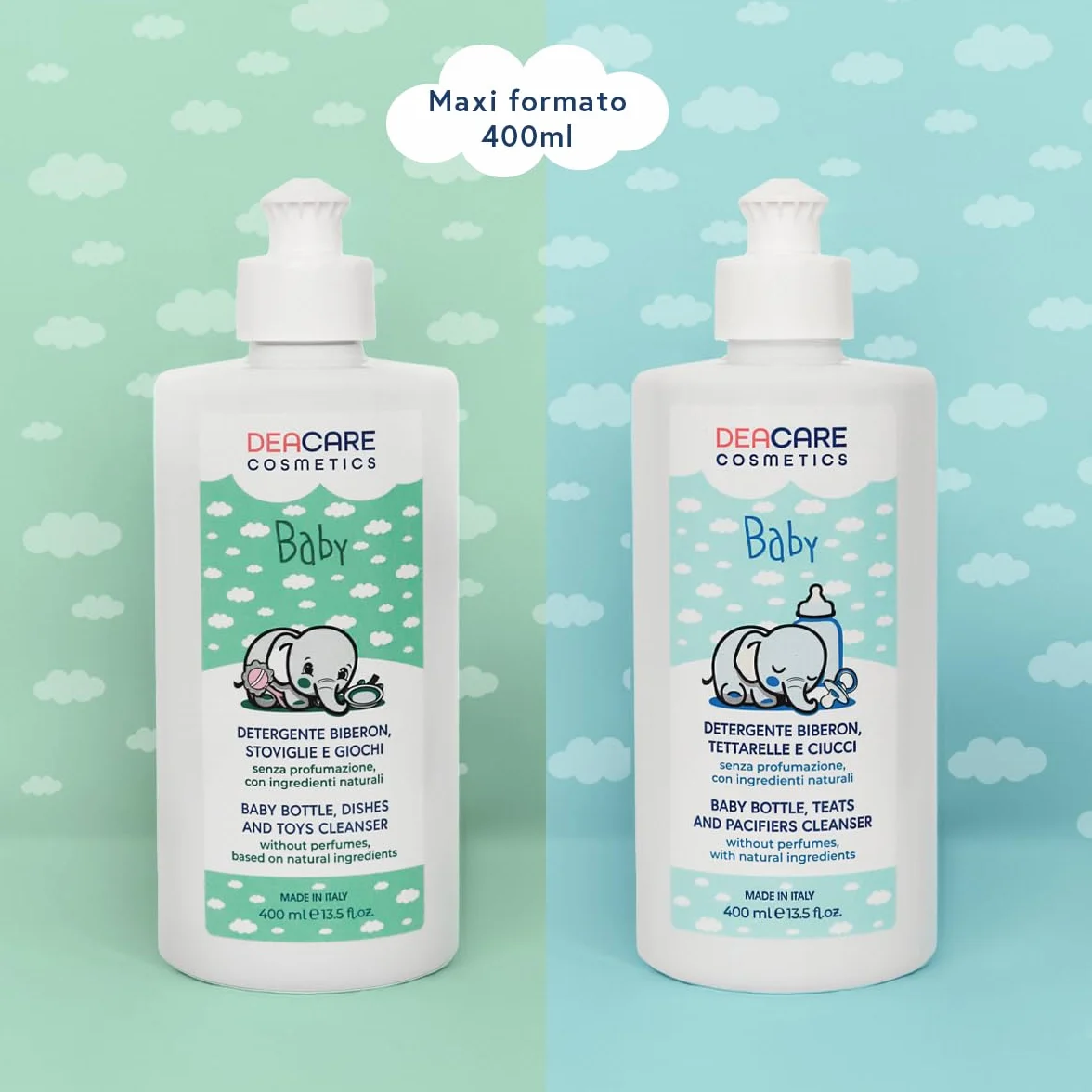Deacare Baby KIT 6 DETERGENTE BIBERON TETTARELLE E CIUCCI con Enzimi di Origine Naturale, Senza Profumo, Detersivo Biberon, Rimuove Residui Cibo e Sanitizza, Dermatologicamente Testato - 6x400ml
