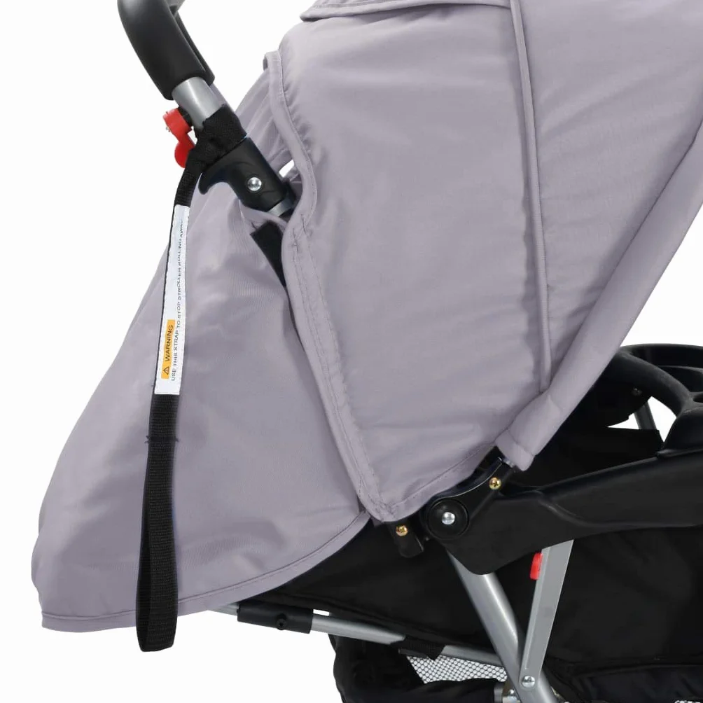 Kavolet Passeggino gemello, gemello, passeggino tandem per 2 bambini, passeggino da viaggio, passeggino 2 in 1, grigio e nero, 122,5 x 53,5 x 111 cm, in acciaio