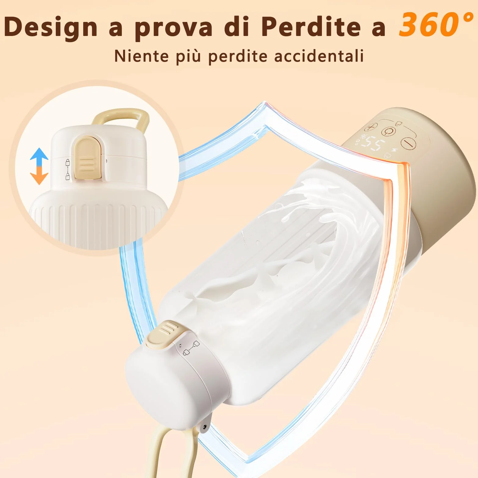 Scaldabiberon Portatile Senza Fili, Grande Capacità di 500ml Scalda Biberon Neonato Portatile, Riscaldamento Rapido e Lunga Durata della Batteria, Comodo Da Usare Sempre e Ovunque