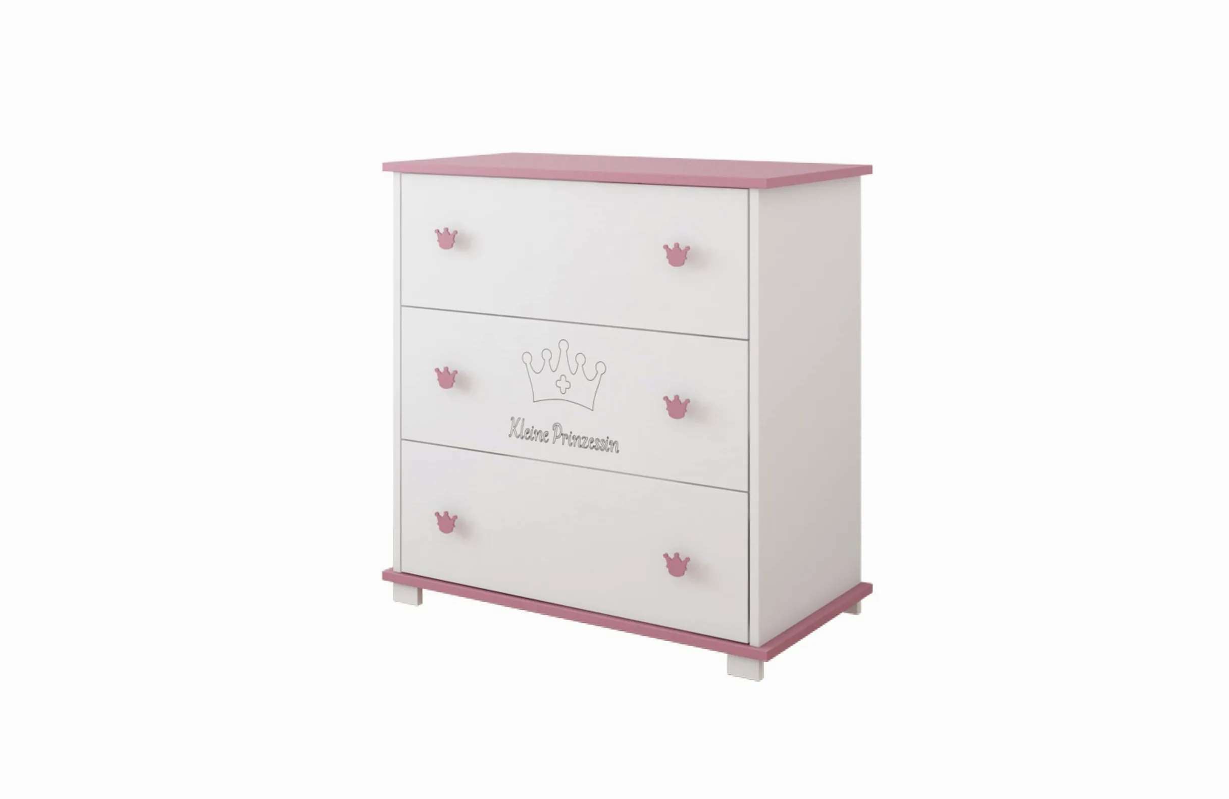 Kids Collective Cassettiera fasciatoio fasciatoio con attacco per fasciatoio con 3 cassetti e incisione Little Princess in bianco rosa ragazze Made in Europe