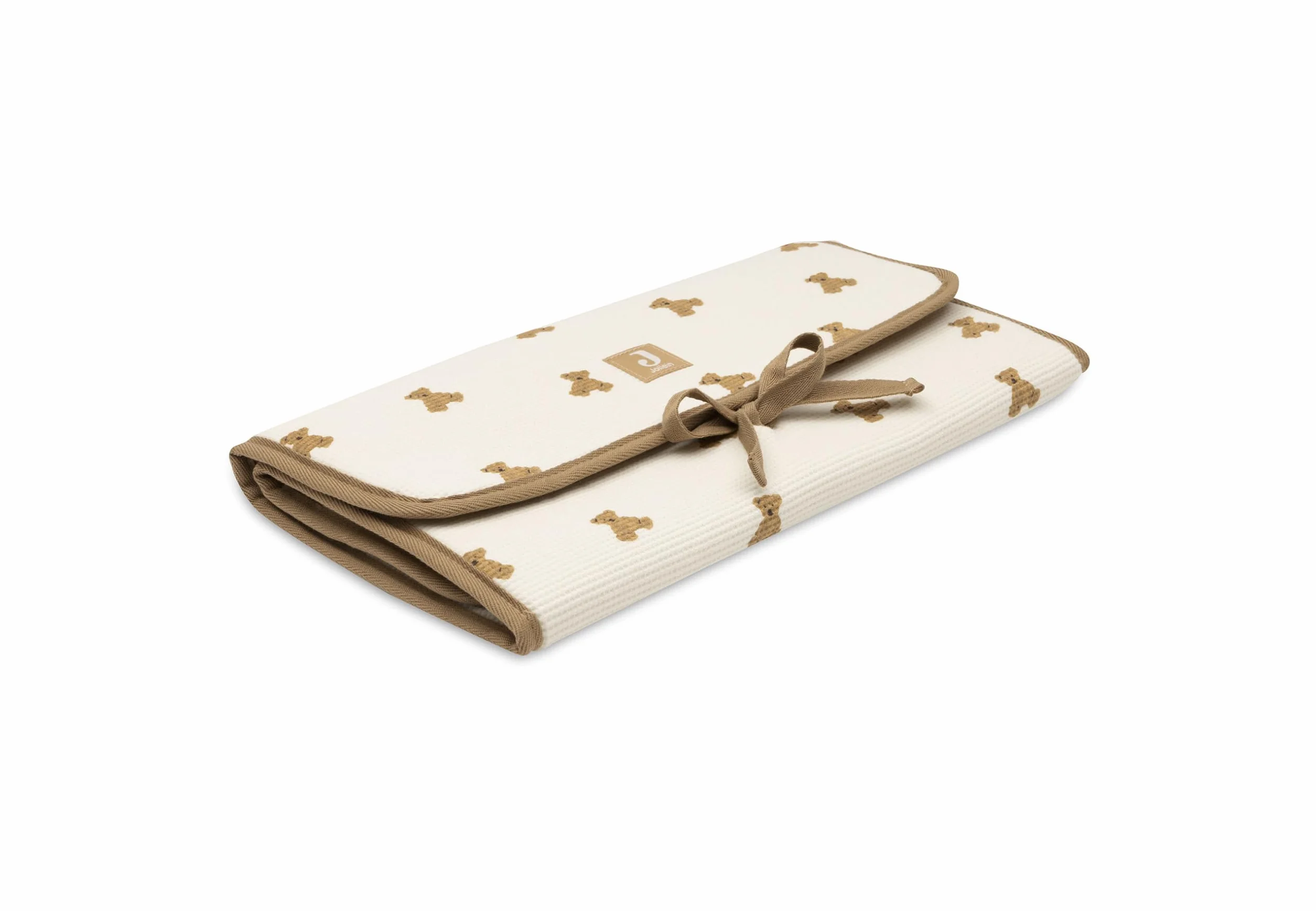 Jollein Fasciatoio Little Waffle – Mini orsacchiotto – Con tasche e fiocco – Morbido e lavabile – Fasciatoio portatile – Ideale per gli spostamenti