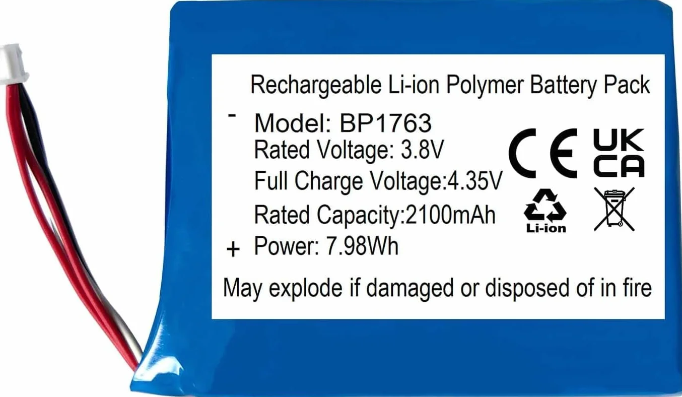 BP1763 - Batteria sostitutiva 3,8 V 2100 mAh per Vtech VM5255, VM5463, RM5754HD, RM5764HD, VM905HD, Leapfrog LF2423 Video Babyphone
