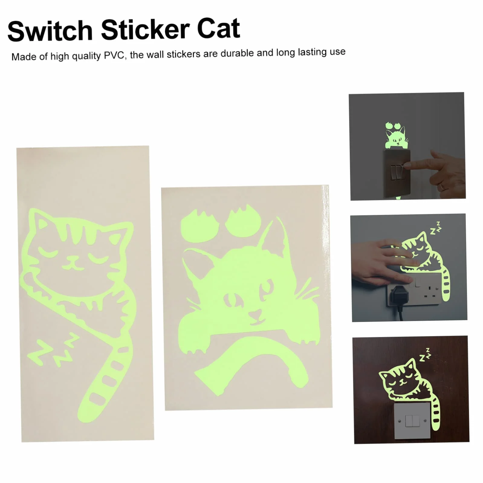 2pezzi Adesivi Murali Luminosi Per Adesivi Creativi Tema Gatto Per Decorare Camera Salotto Cucina e Altro Facili Da Applicare e Realizzati Durevole