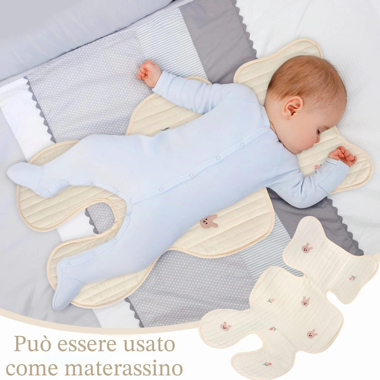 LUFEIS Cuscino per Passeggino, Materassino Passeggino Universale, Copriseduta Passeggino Antisudore, Cuscino Ovetto Auto Estivo Traspirante, Materassino per Passeggino Seggiolino, Seggiolino Auto