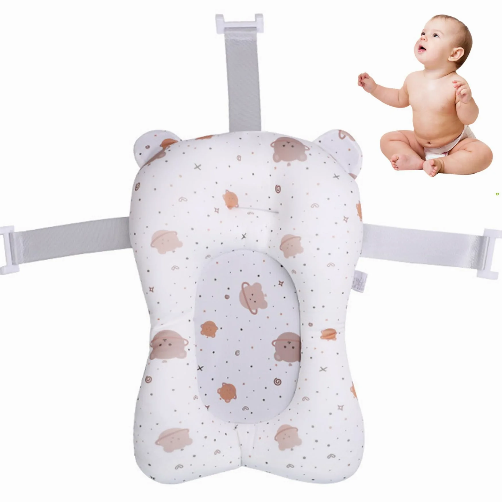 Supporto per bagnetto per bambini Morbido e confortevole Cuscino per vasca da bagno per bambini Antiscivolo Regolabile Vasca da bagno per neonati Cuscino facile da pulire per neonati Forniture per i