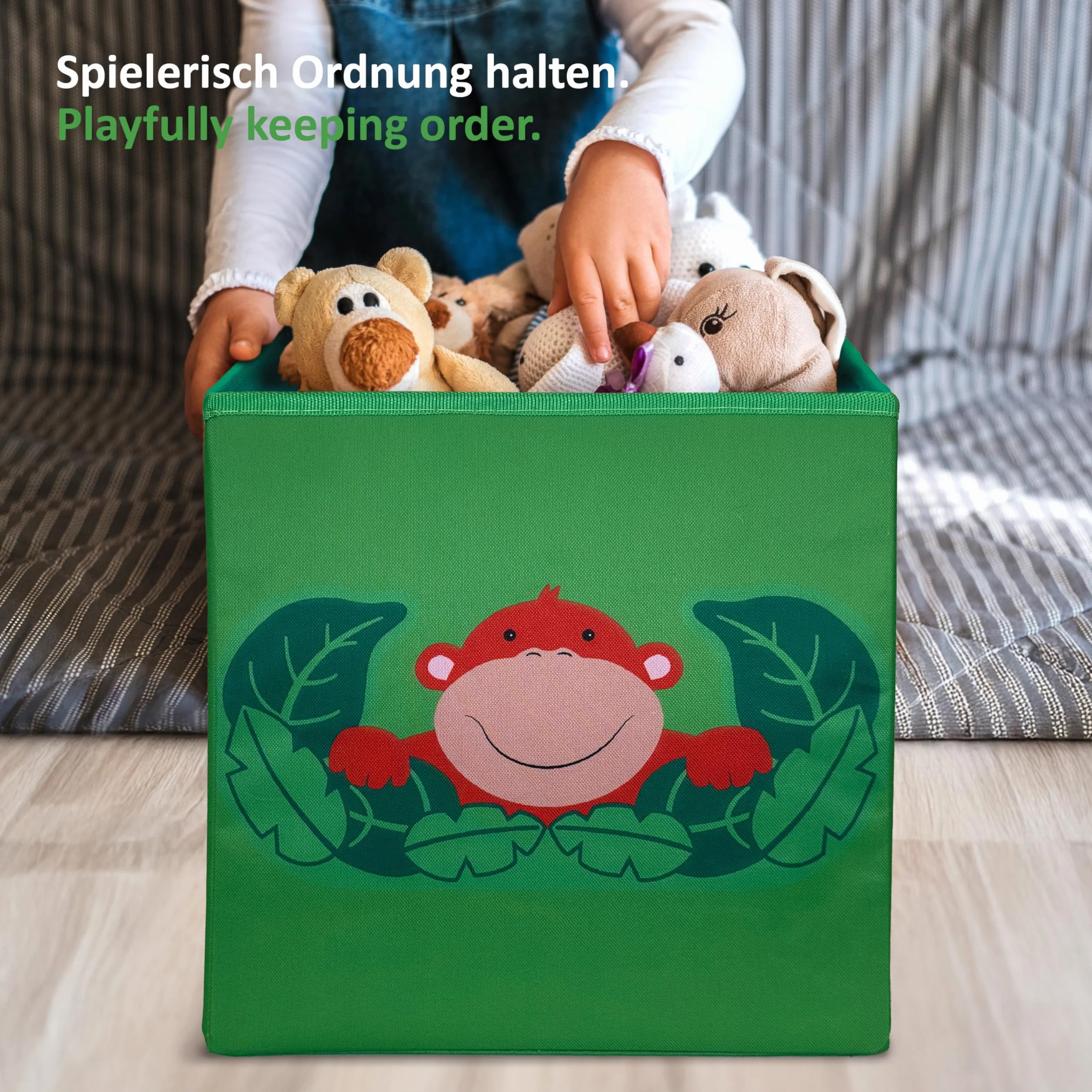 Scatola giocattolo Dschungel, 27 l (4 pezzi) per giocattoli, scatola per bambini, contenitore per animali di peluche, cestino per giocattoli