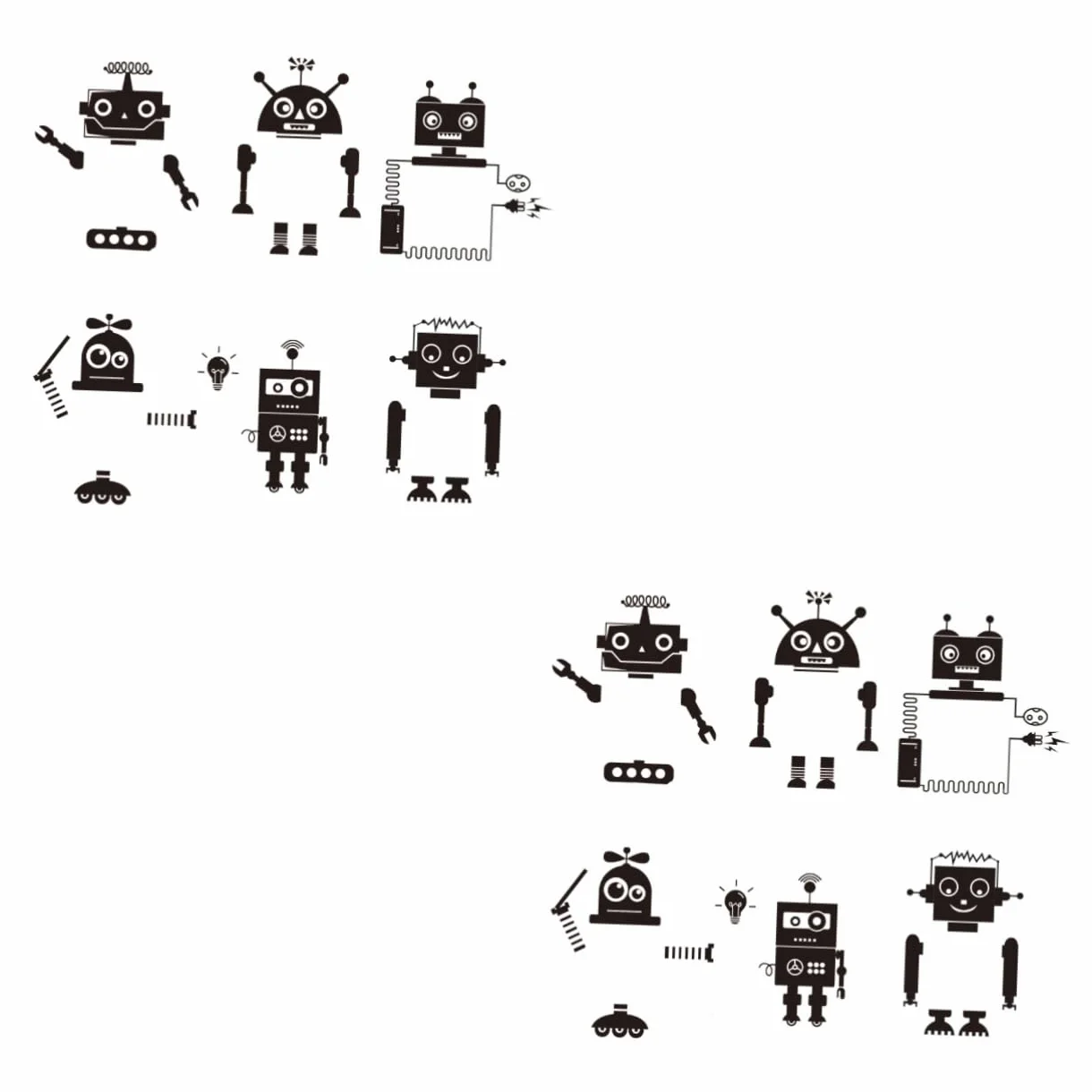 VICASKY 12pezzi Adesivi Interruttore Robot Creativi Per Decorazioni Murali Stickers Rimovibili Per Camerette e Salotti Design Unico