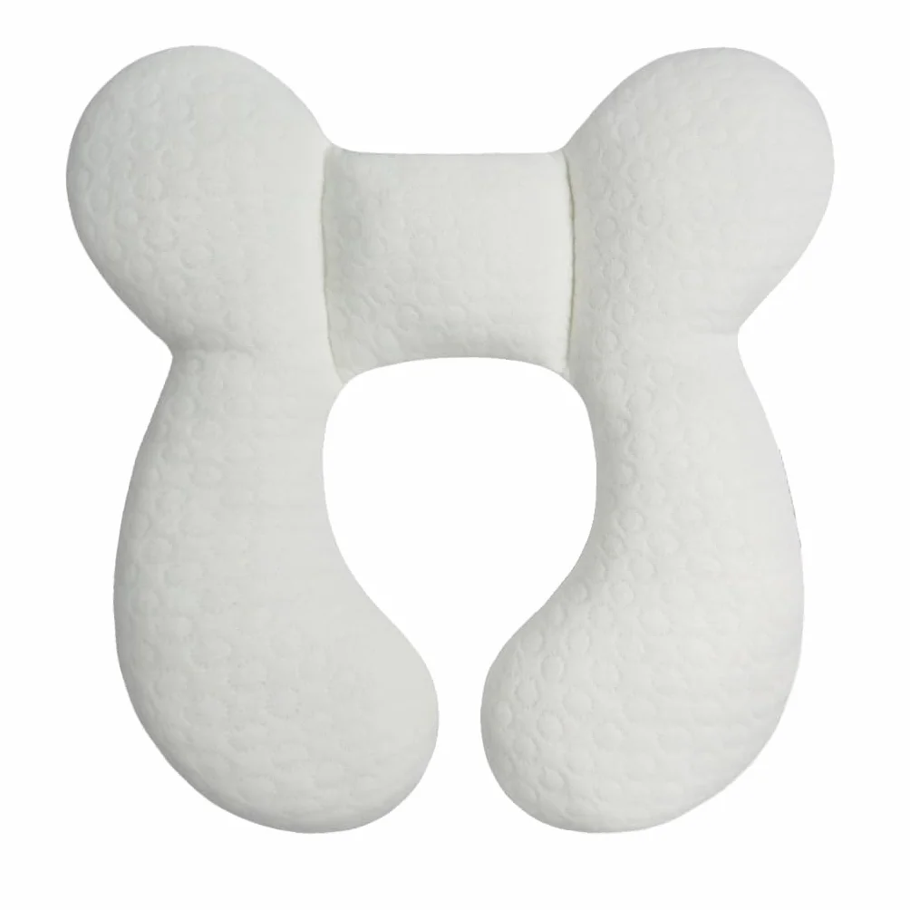 cuscino da viaggio per neonati con supporto per la testa (aggiornato), morbido cuscino in cotone per neonati per seggiolini auto e passeggini, bianco