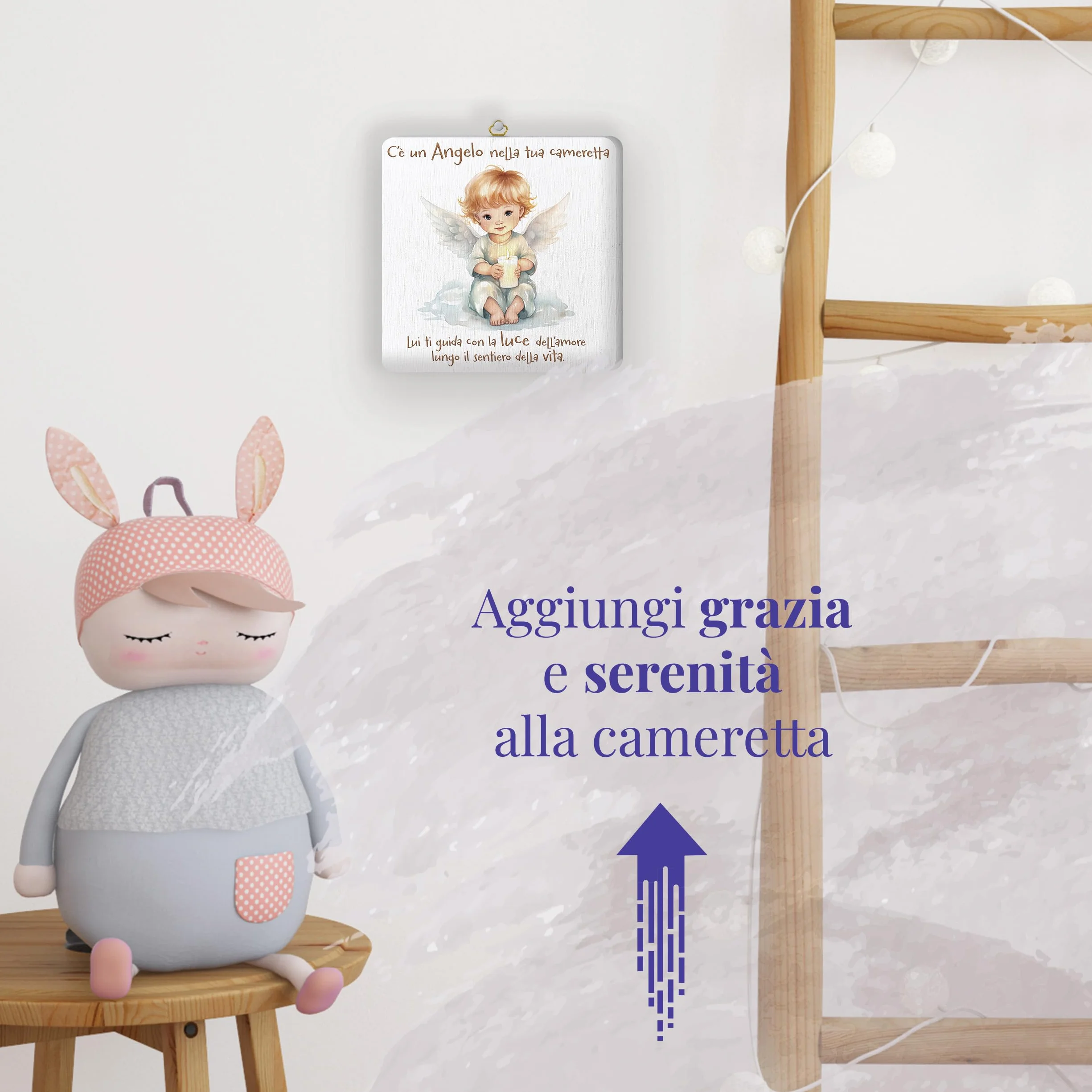 FRATELLI BONELLA - Quadro Angioletto con Candela per Bambini - Quadro in Legno 19x19 cm con Scatola Regalo - 100% Made in Italy