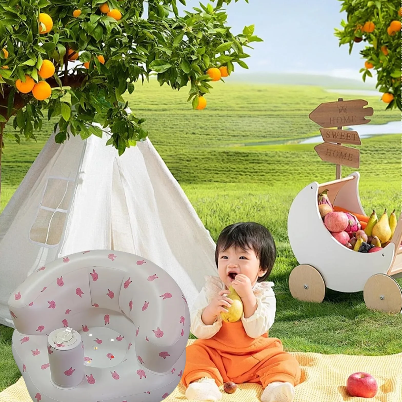 Supporto per la seduta del bambino, gonfiabile, per bambini, per l'apprendimento della seduta, per il pavimento, leggero e portatile, per la schiena del bambino, per l'apprendimento della seduta, per