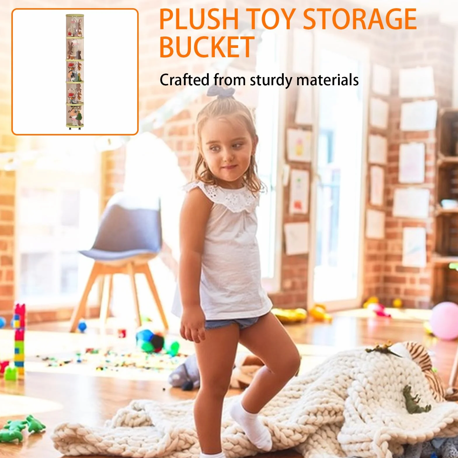 Contenitore a tubo per animali di peluche, trasparente, con design a cestino, supporto estetico per asilo nido, armadio, camera da letto, sala giochi o organizzazione domestica, espositore per