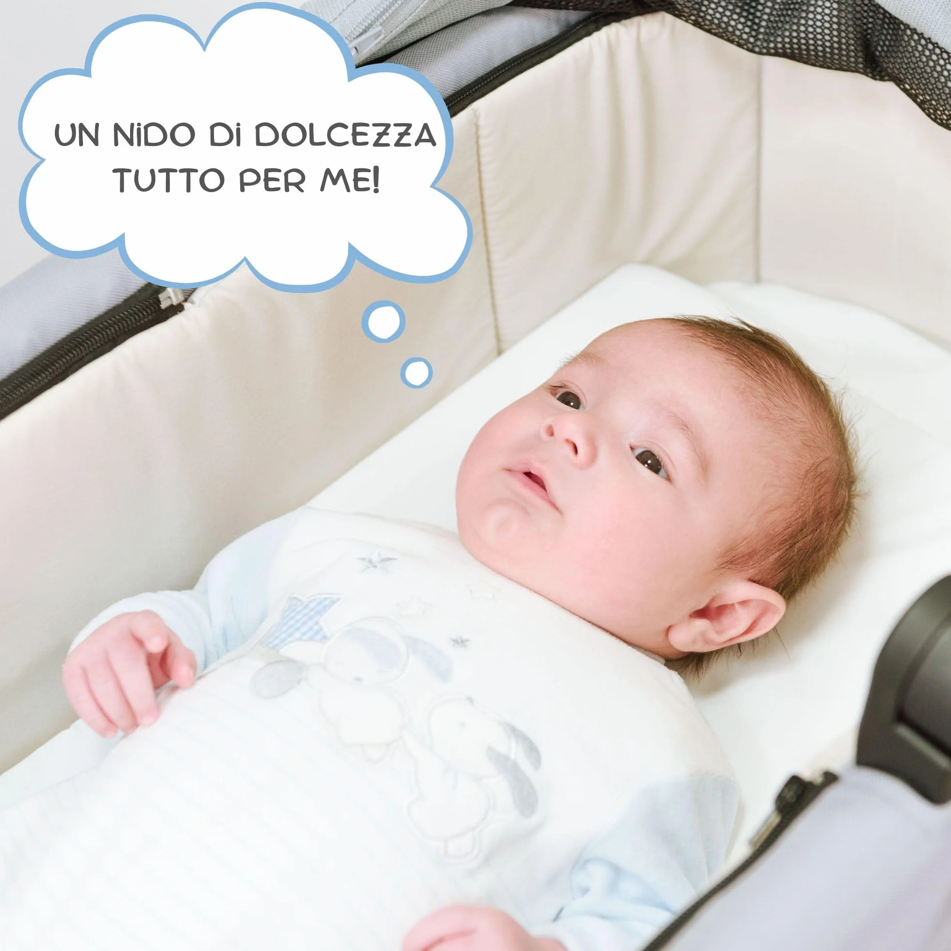 baby idea Babysanity Materassino Carrozzina Sfoderabile a Norma EN16890:2017 – Antisoffoco, Antibatterico, Privo di Zip per Massima Sicurezza – Cuscino Neonato Traspirante Cotone