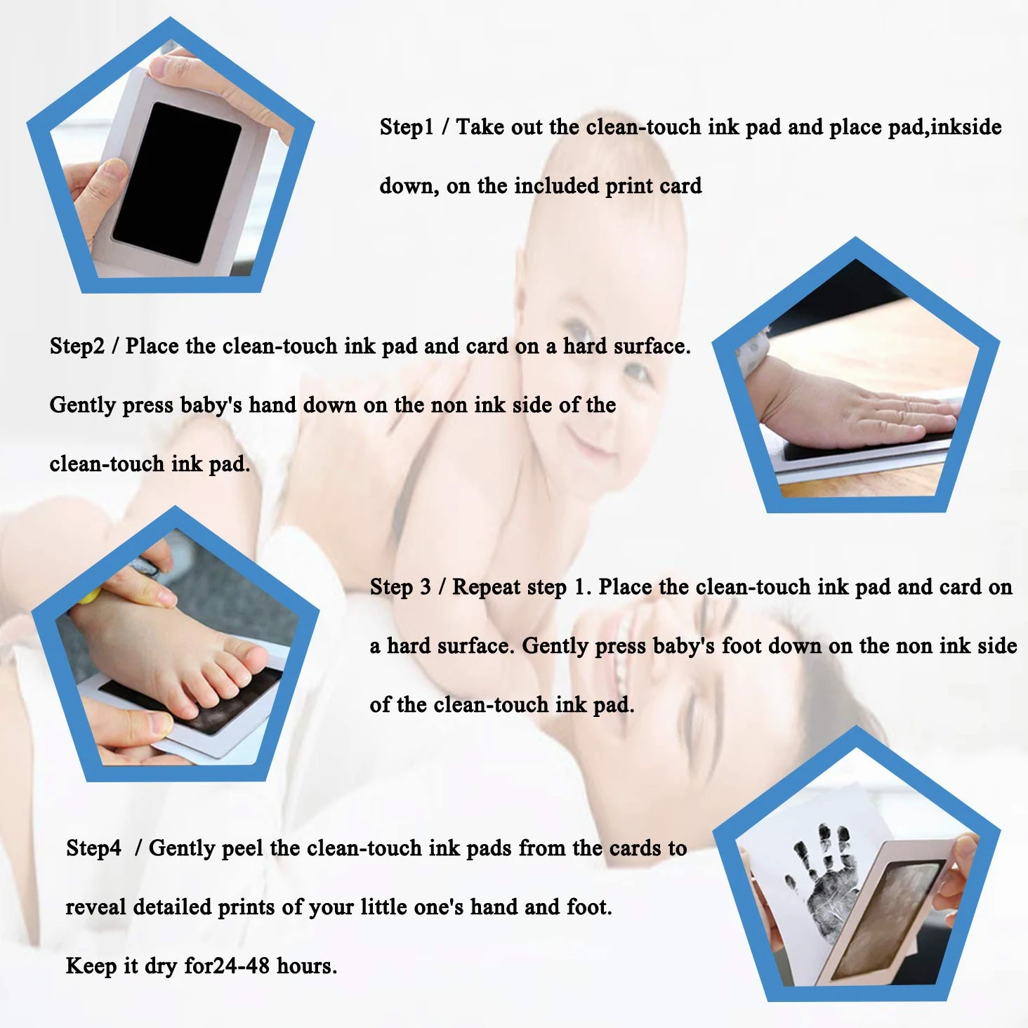 Cornice per impronte Bambino e Neonato Kit Impronta per Mani e Piedi del Neonato - Cornice per foto a inchiostro Porta Bracciali di Nascita Portafoto Regalo perfetto per bambini #5