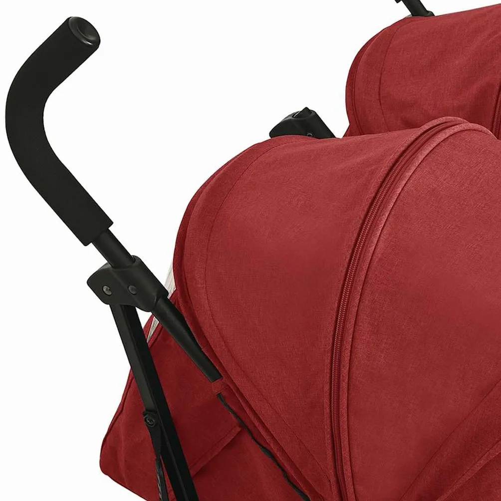 vidaXL Passeggino Gemellare in Acciaio Rosso