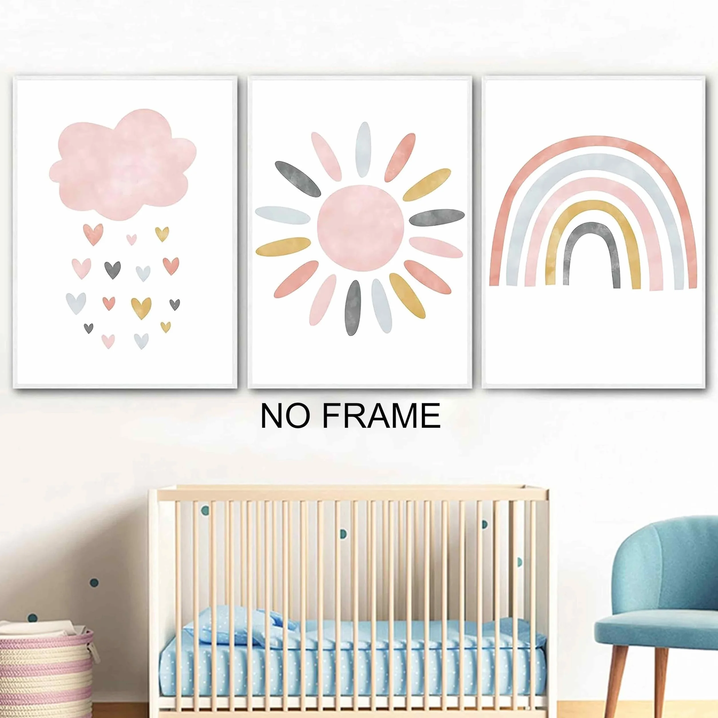 Set di 3 poster arcobaleno，Quadri Cameretta Bambino Poster Cameretta，decorazione per la cameretta dei bambini，formato A4