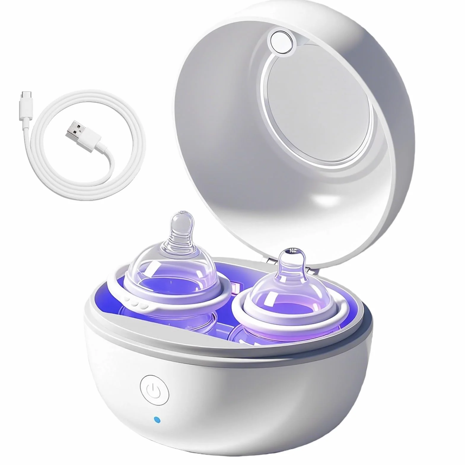 Sterilizzatore per ciuccio: sterilizzatore per ciuccio UV, ciuccio sterilizzatore, 99,99% germicidio in 3 min, ricaricabile USB-C, per tettarelle, piccole parti, lavoro tranquillo, sicuro da