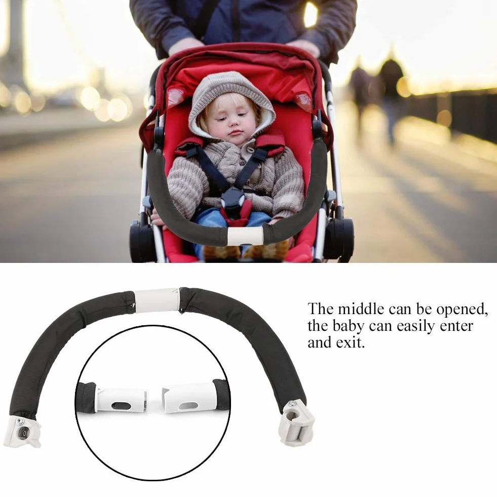 Generico Maniglia del Passeggino Regolabile Staccabile Carrello per Bambini Impugnatura del Paraurti Bracciolo per Passeggino Accessori per Passeggini Dispositivo di Protezione (Black)