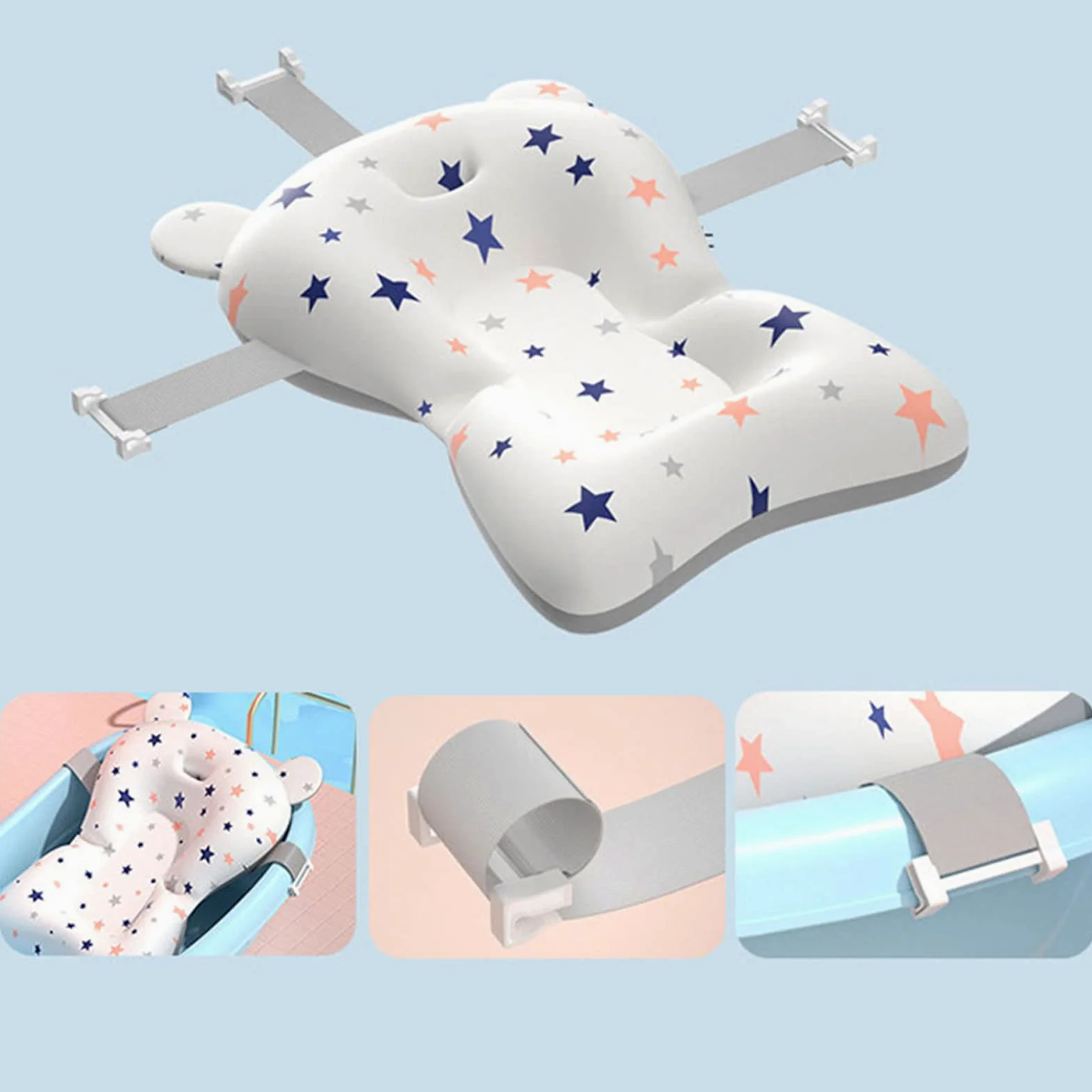 Cuscino Bagnetto Neonato, Cuscino Per Bagnetto, Vasca Per Neonato, Tappetino Per Il Bagnetto, Materassino Galleggiante Neonato Bagnetto Regolabile Per Neonati 0-12 Mesi Seggiolino Per Bagnetto