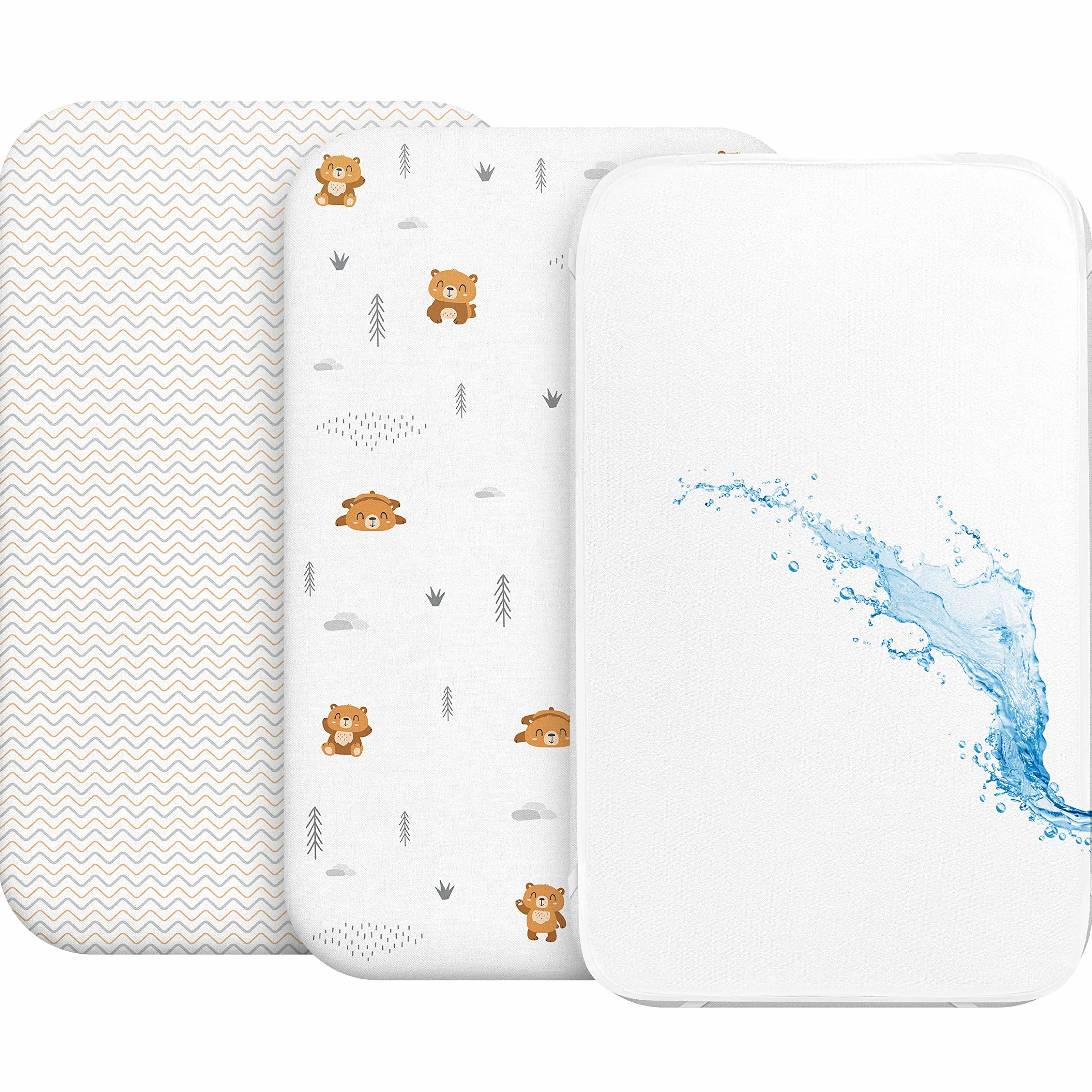 Lenzuola Next To Me 3-in-1 Set da 2 + Coprimaterasso Impermeabile 50x83 cm per Culla Co-sleeping Motivo Orsetti