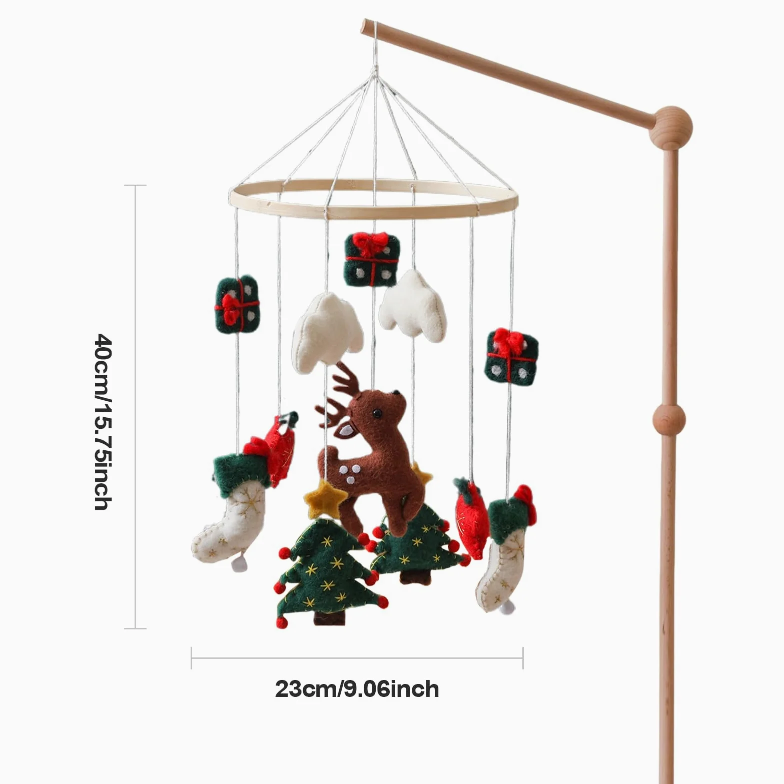 Carillon per Culla Carillon Natalizio per Regalo | Carillon Albero di Natale in Feltro con Renne Decorazione Camera Bambini Completo