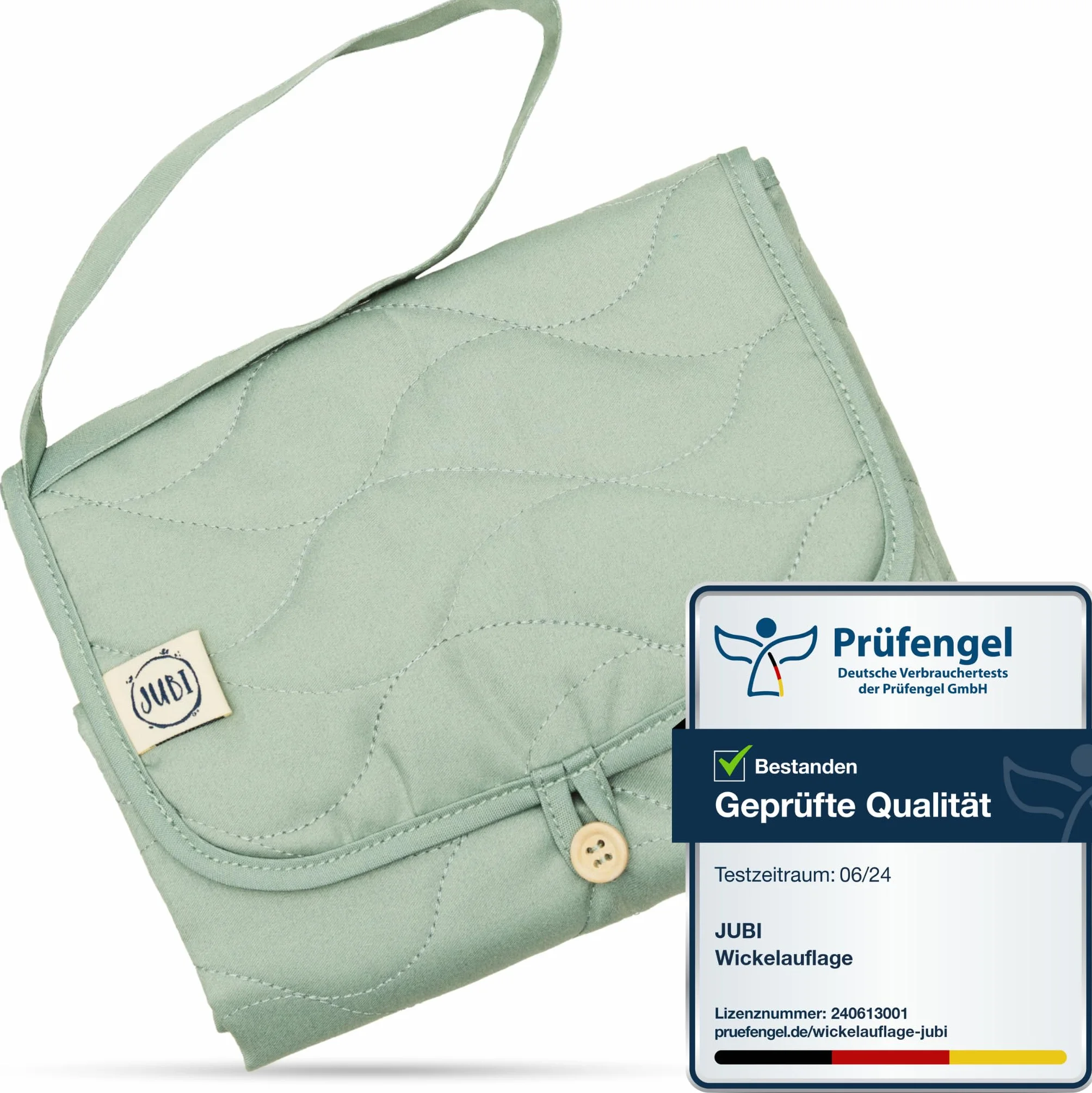 Jubi® Fasciatoio Portatile Mint – Materassino Cambio Pannolino in Cotone Biologico & Poliestere Öko-Tex – compatto e lavabile