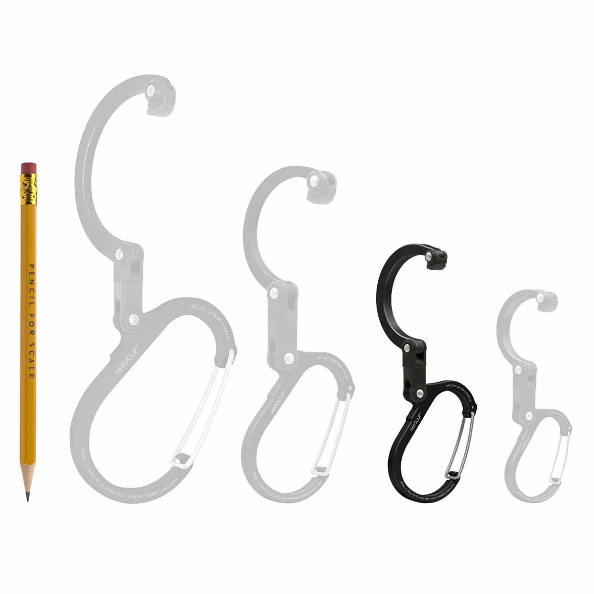 GEAR AID HEROCLIP - Moschettone con clip e gancio, borsa, borsa, zaino, gancio per passeggino, portachiavi, moschettone e gadget multifunzionale per campeggio, pesca, escursionismo o viaggi