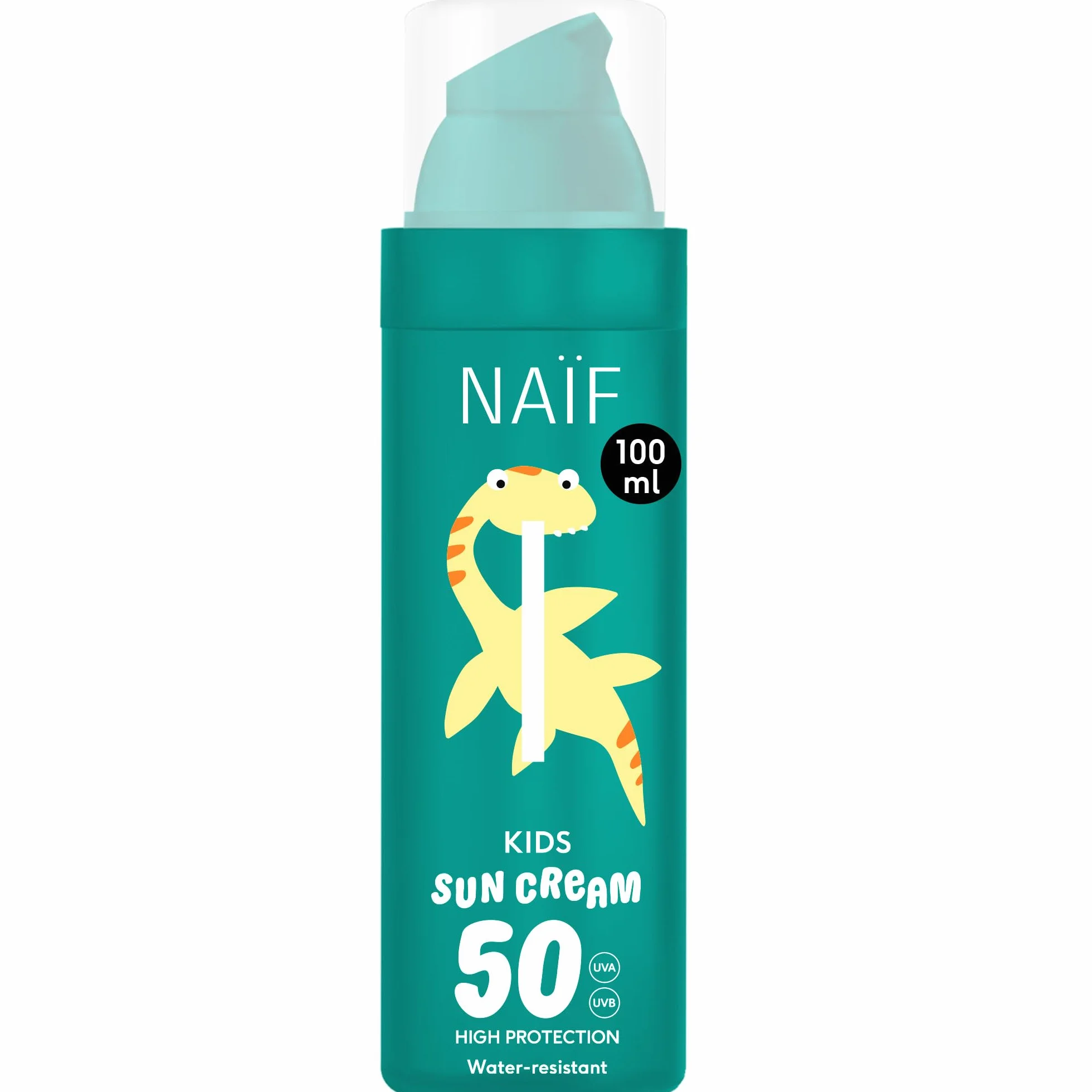Naïf - Lozione solare per bambini - SPF 50 - Dai 3 anni - Protezione UVA e UVB - Resistente all'acqua - Dermatologicamente testato - Senza microplastiche - Profumato - 100 ml