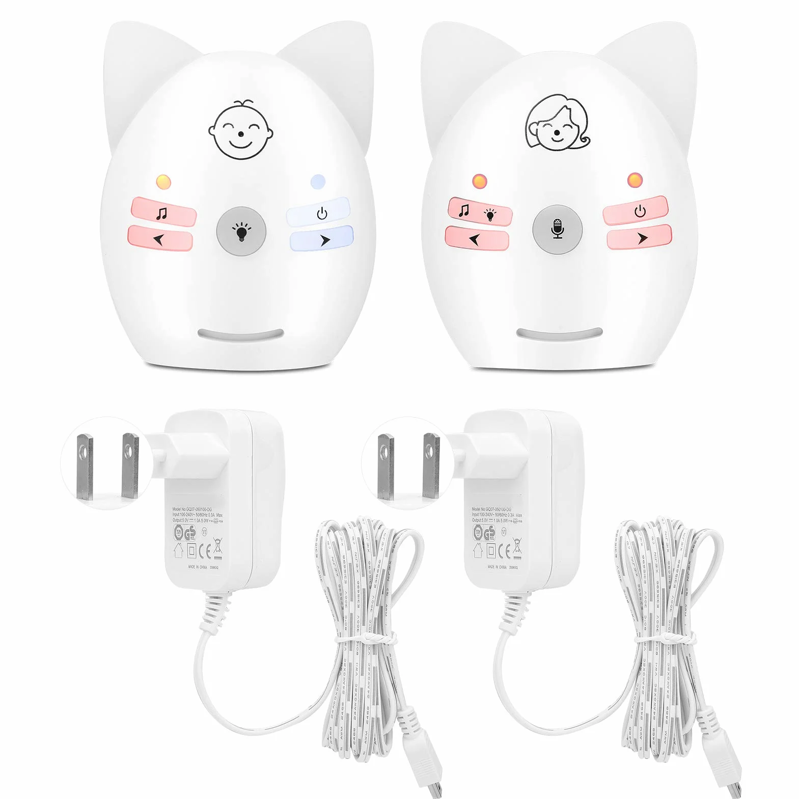 Baby Monitor Audio Digitale, Baby Monitor Wireless Portatile bidirezionale e monitoraggio Audio con Luce Notturna per la Sicurezza del Bambino(Spina UE)