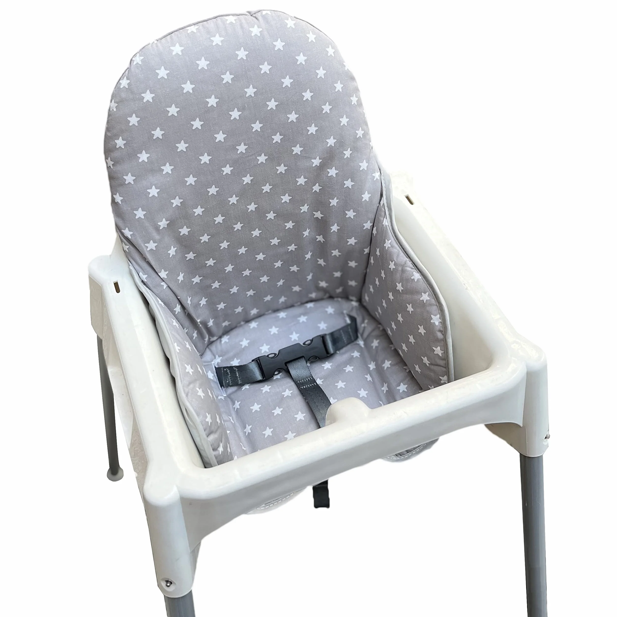 ZARPMA Coprisedili Compatibili con Seggiolone IKEA Antilop, Superficie e Imbottitura in Cotone Pieghevole, per Seggiolone per Bambini (Grigio Stella)