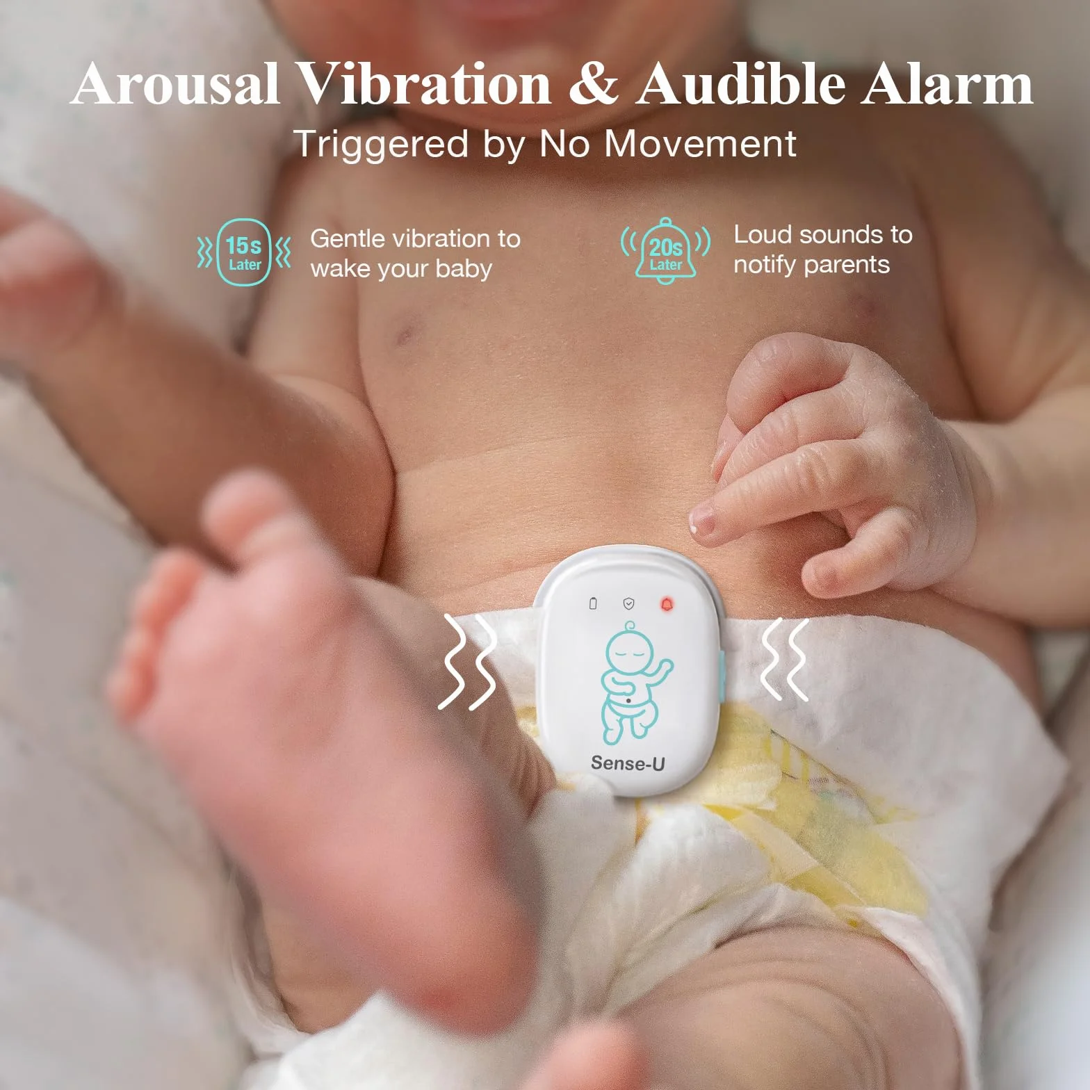 Sense-U Baby Monitor: traccia il movimento addominale, la temperatura, il ribaltamento e la posizione del sonno del tuo bambino (prato)