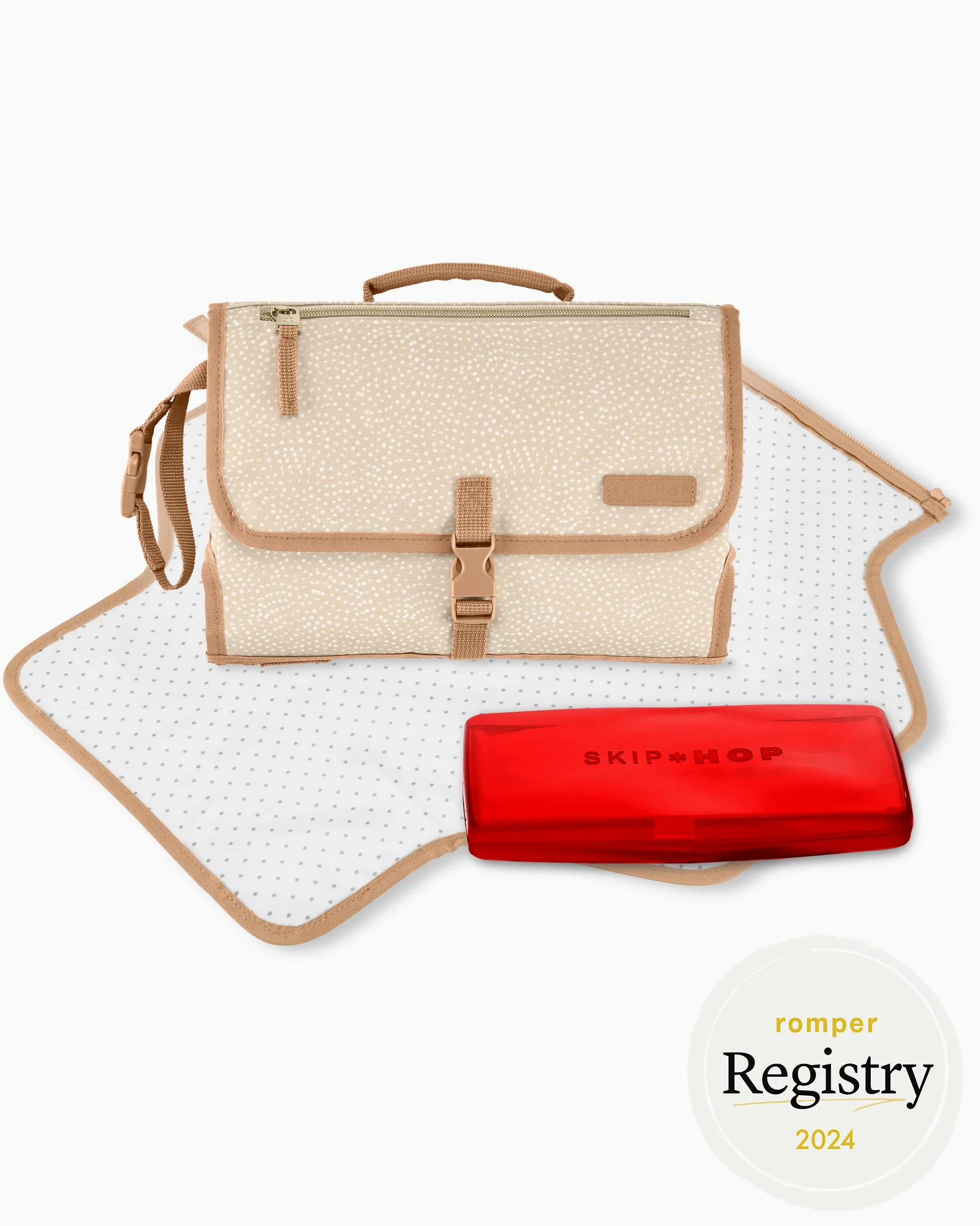 Skip Hop Fasciatoio portatile, Pronto, beige a pois