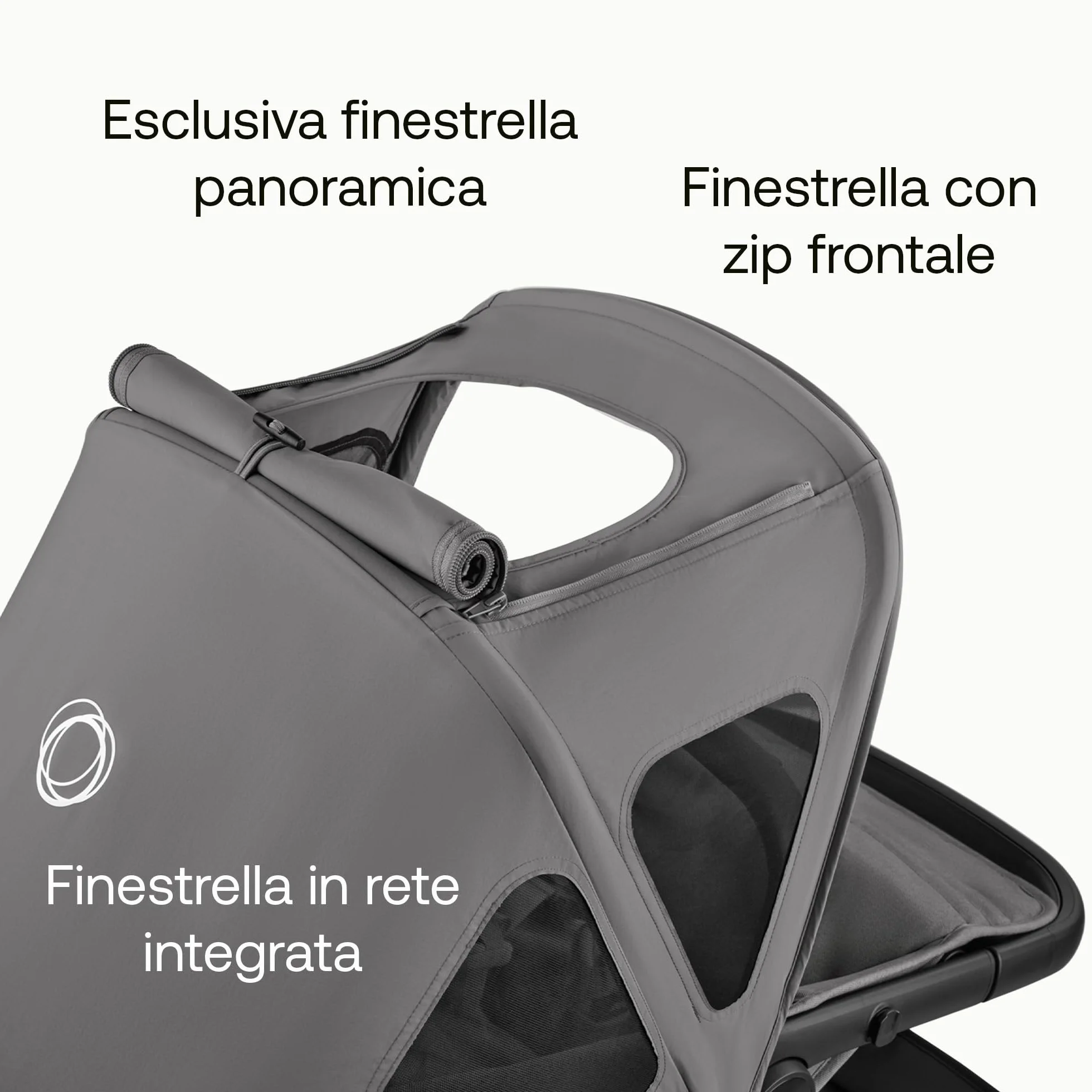 Bugaboo Fox Cappottina Breezy, Estensibile per una maggiore copertura e una Protezione Solare ottimale, Resistente all'Acqua, Compatibile Con Tutti i Passeggini Fox/Cameleon 3, Moon Grey