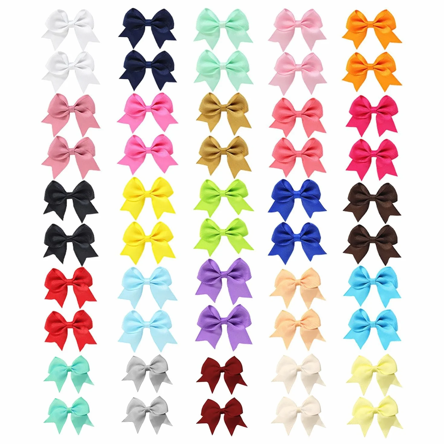 50 fermagli per capelli, copricapo per bambini, graziosi fermagli per capelli, con fiocco colorato, accessori per abbigliamento