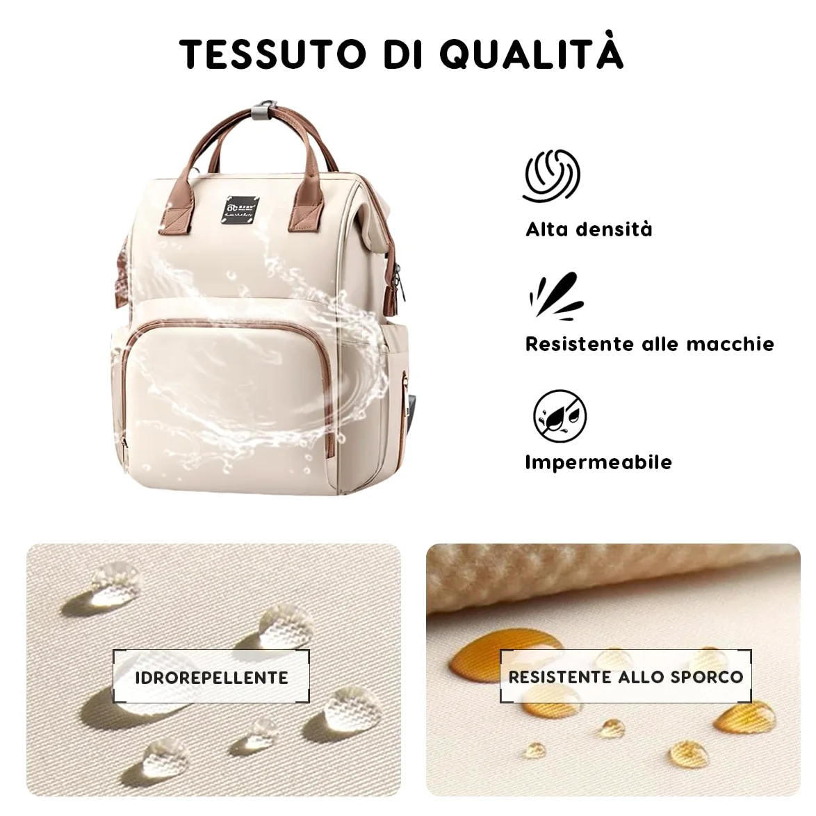SONARIN Spazioso Leggero Zaino Fasciatoio,Multifunzionale Impermeabile Borsa per Pannolini Zaino Mamma Neonato Borsa Fasciatoio da Viaggio con Tasche Termiche & Ganci per Passeggino(Albicocca)